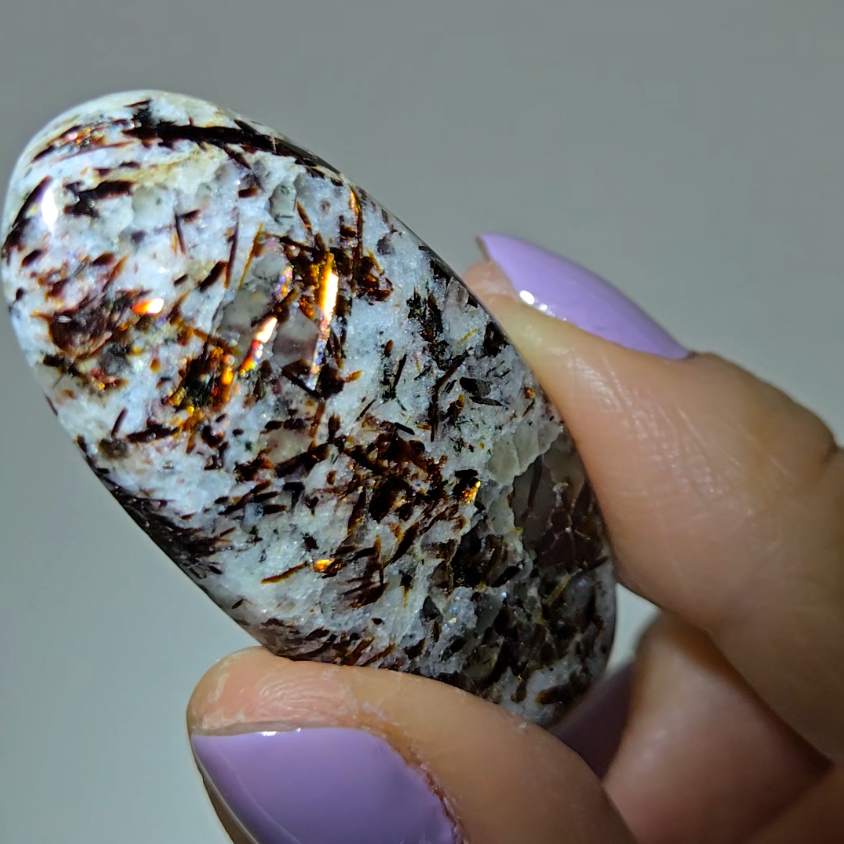 Astrophyllite cabochon with copper-colored inclusions - AST8