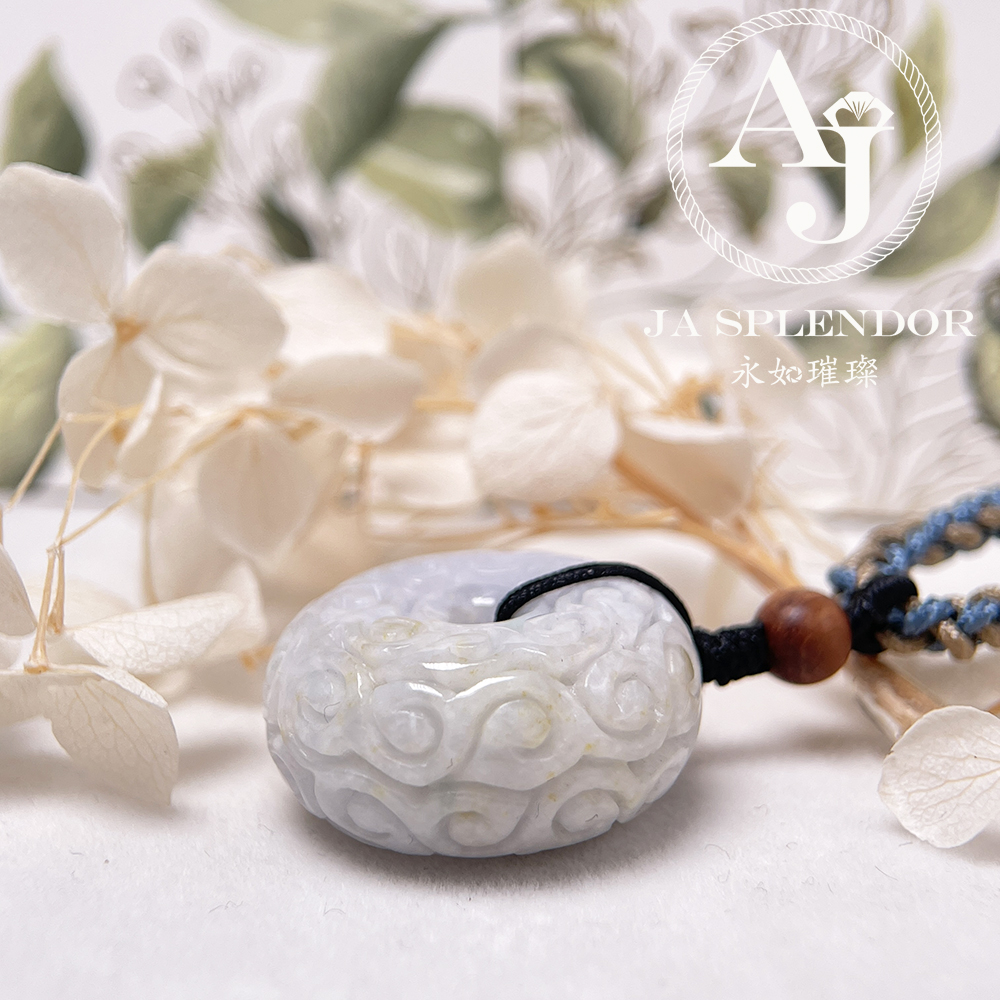 JN-3299 天然翡翠A玉 復古回紋順利招財黃翡精工雕刻平安扣