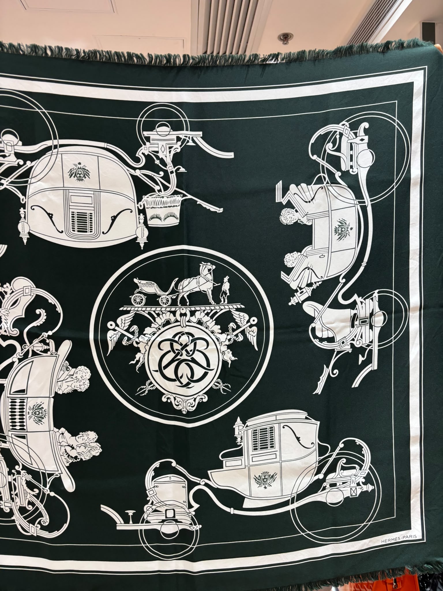 未使用品 Hermes scarf CARRE 80 100% SOIE FRANGE EX-LIBRIS VERT FORET/BLANC 74 VERT  100%Authentic ,unused 未使用品 ✅專門店收據✅box 