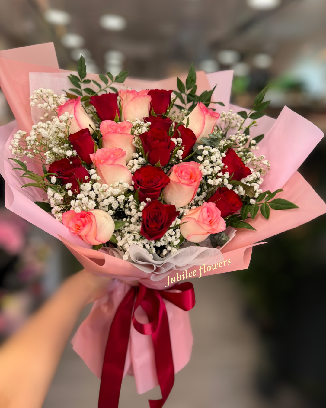紅粉玫瑰花束