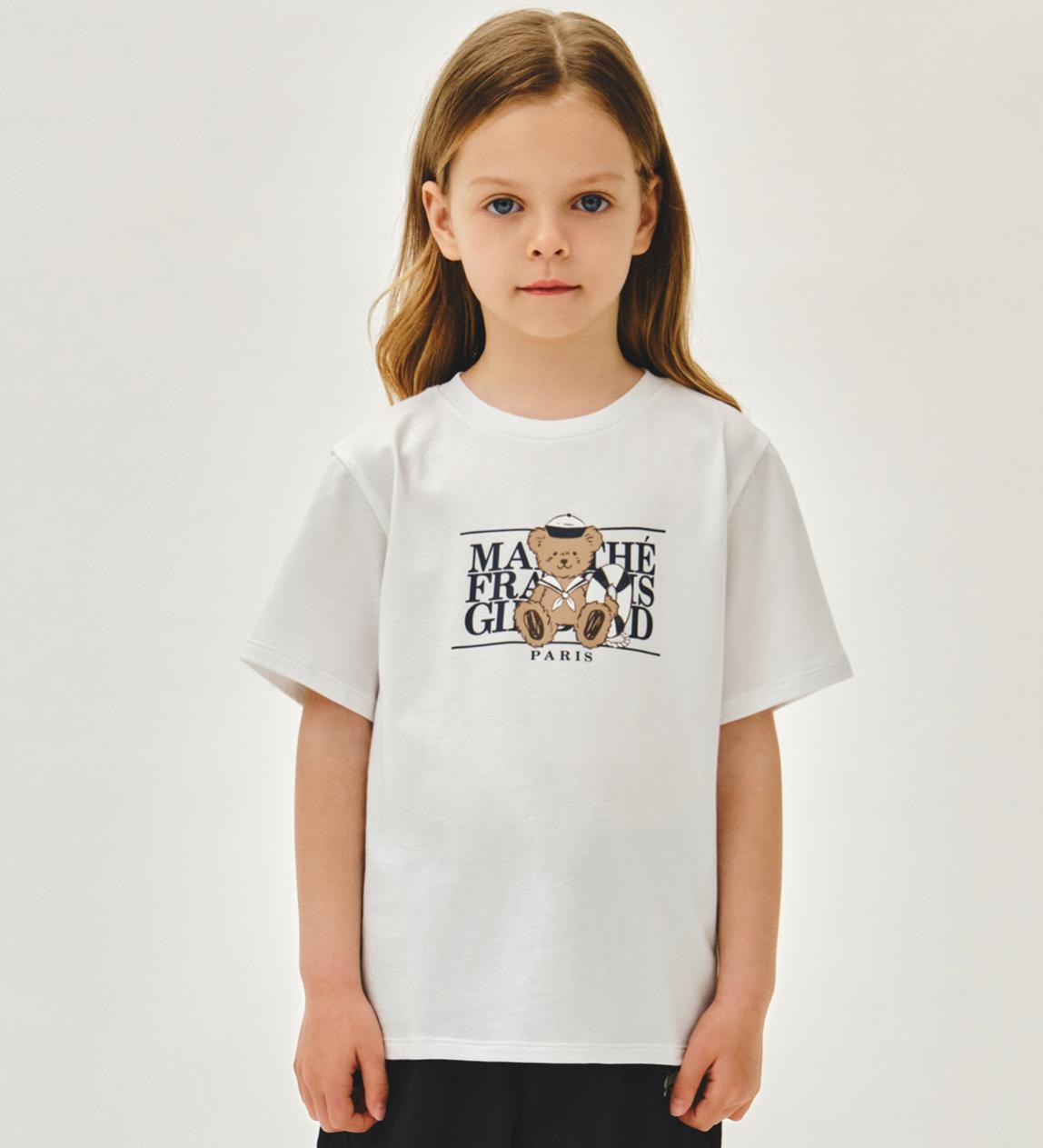 Ⓜ️ fg kids款 bear classic logo tee 折扣優惠 白/淺黃 / 黑 Size 100-150