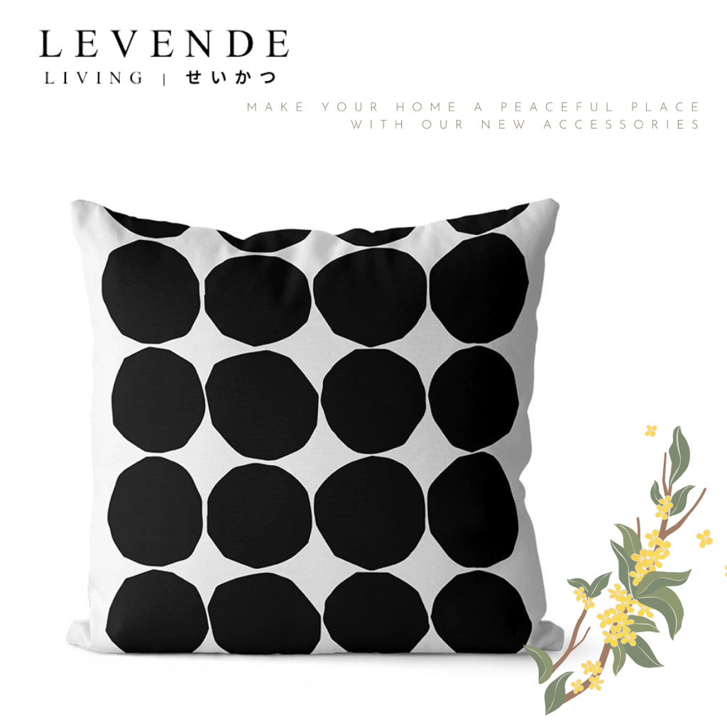 Levende 黑白幾何花朵抱枕套