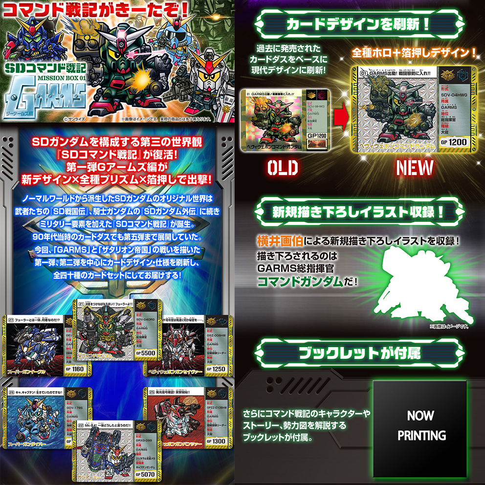 (預訂訂金 $100) (總價 $350) (魂限) Bandai Carddass SD高達 司令戰記 MISSION BOX 豪華套裝 第一彈 G-Arms篇 (行版) SD Gundam Commando Wars Mission Box 1 GArms