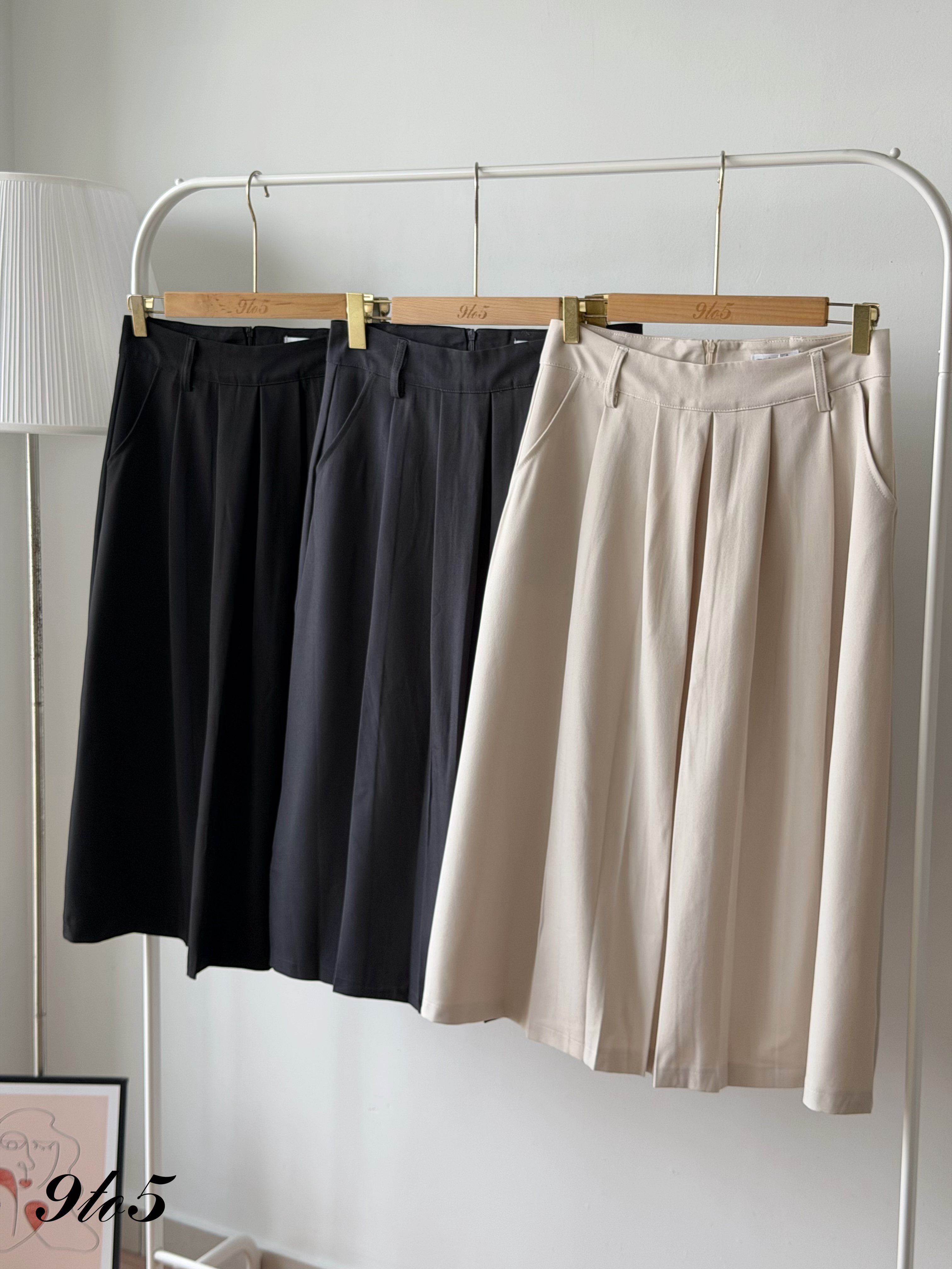 S2023 Long Pleated Straight Skirt - 3 Colors 