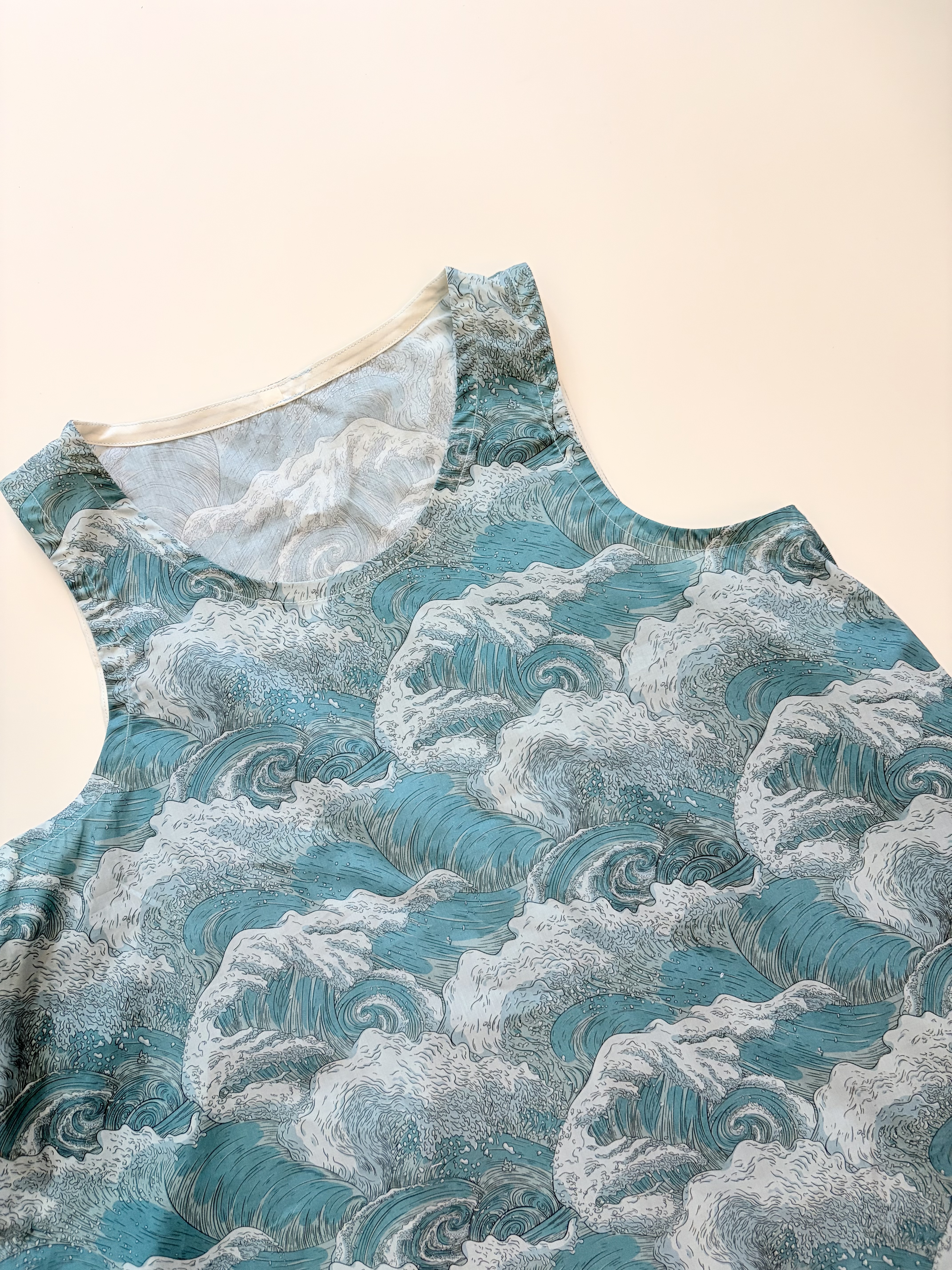 藍綠海浪圖騰親子裝（Liberty 布料）