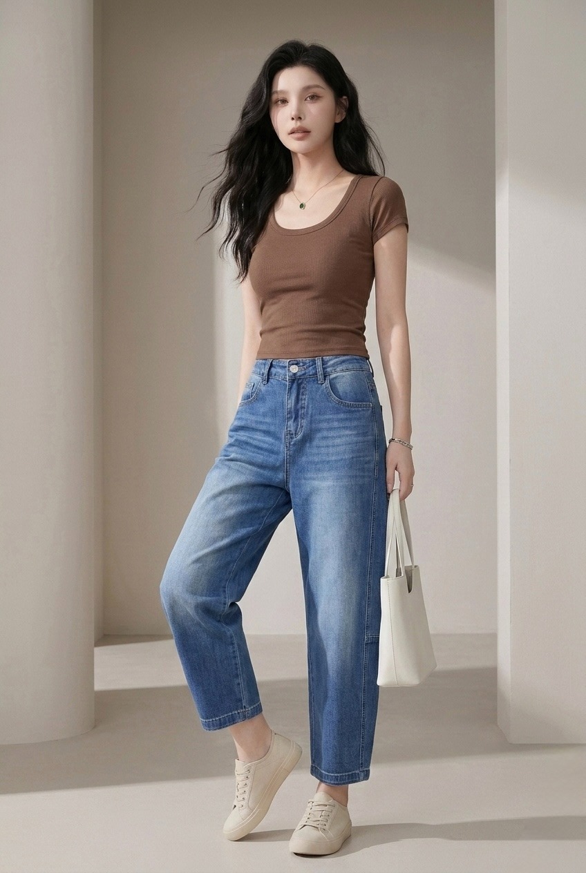 2172BP Avery Vintage Wash Barrel Jeans