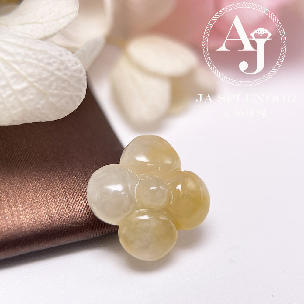 JN-3434 天然翡翠A玉-黃翡立體小花不鏽鋼手鏈