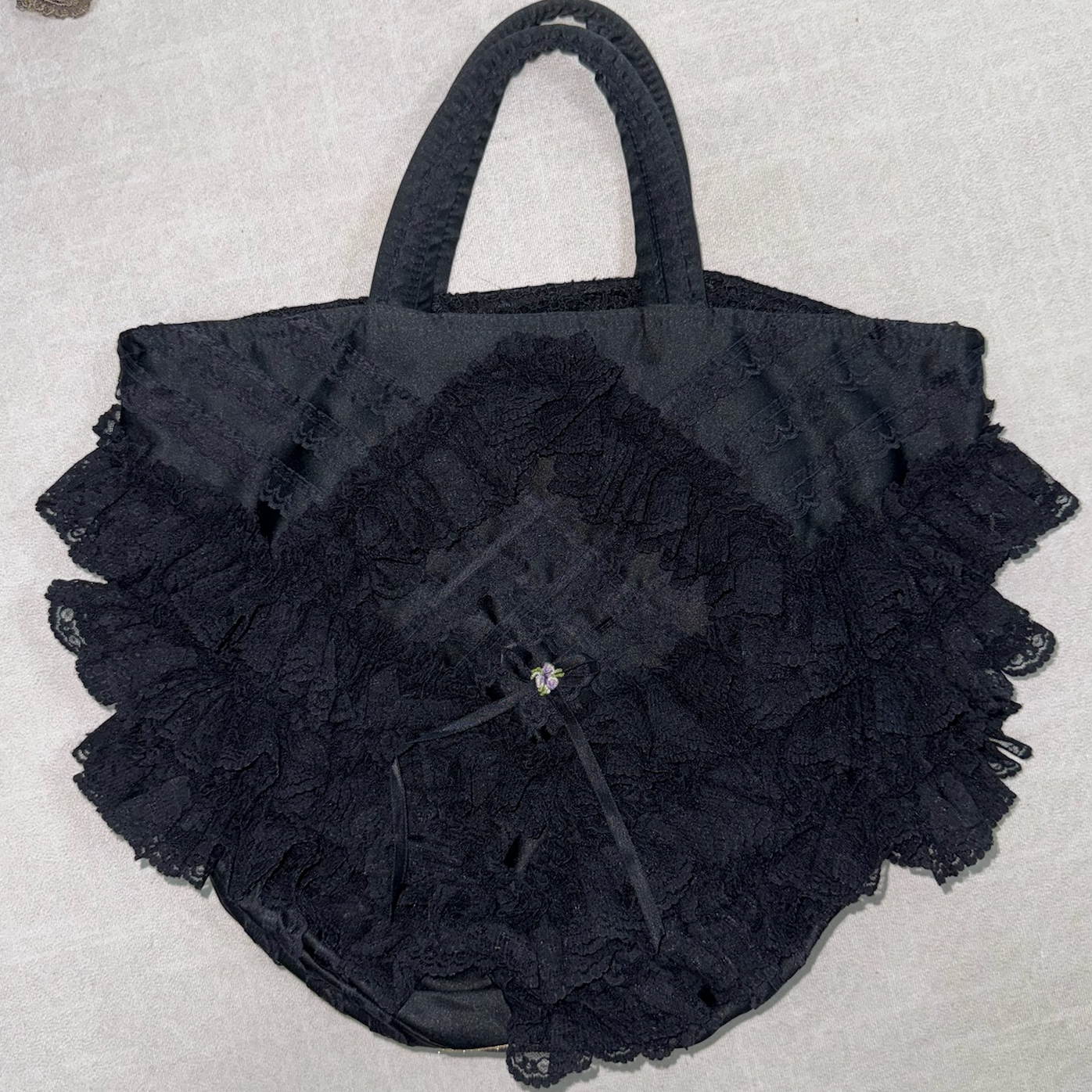 Black Tiered Lace Crystal-Accent Bag
