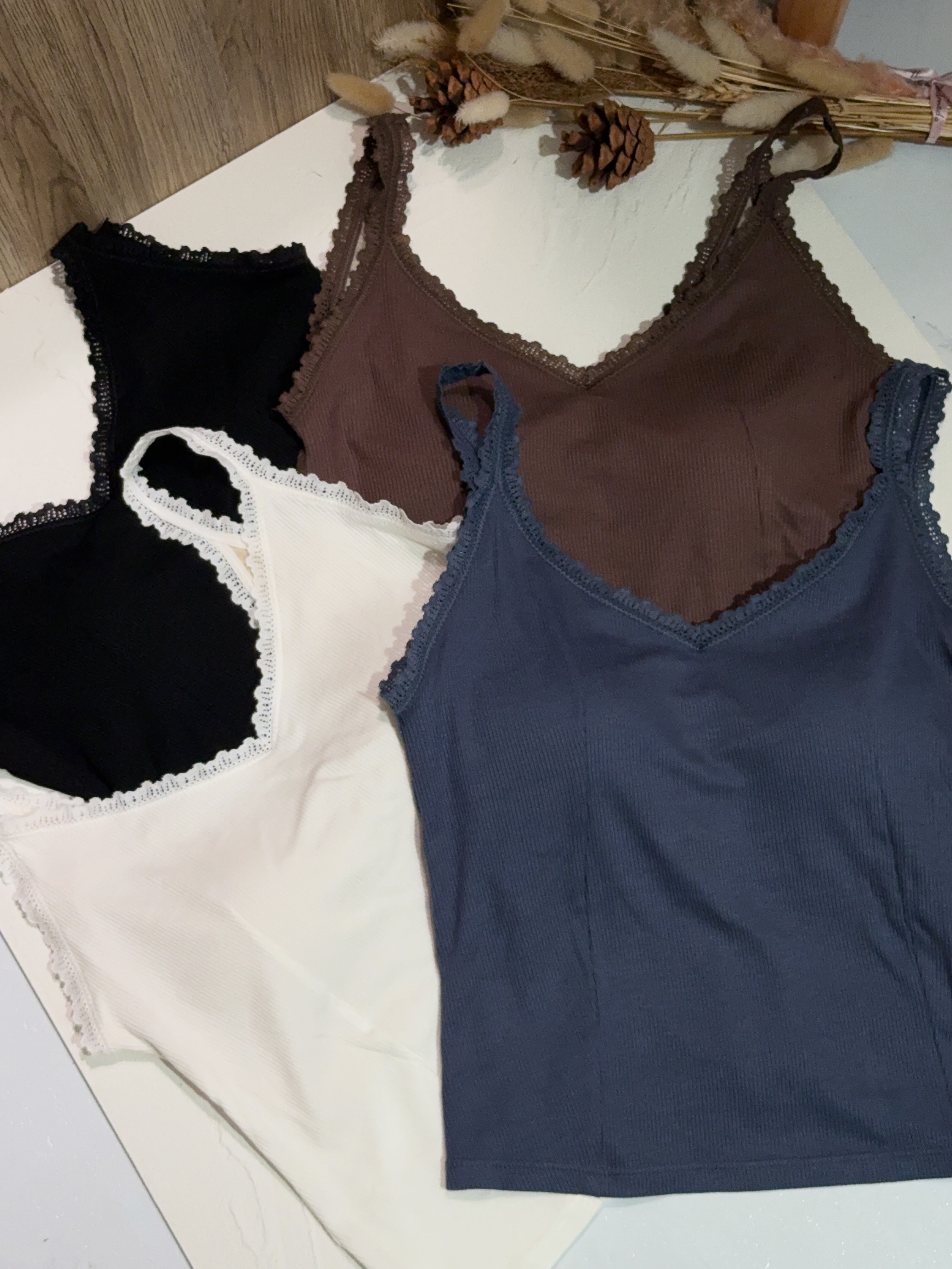 後lace V領bra top