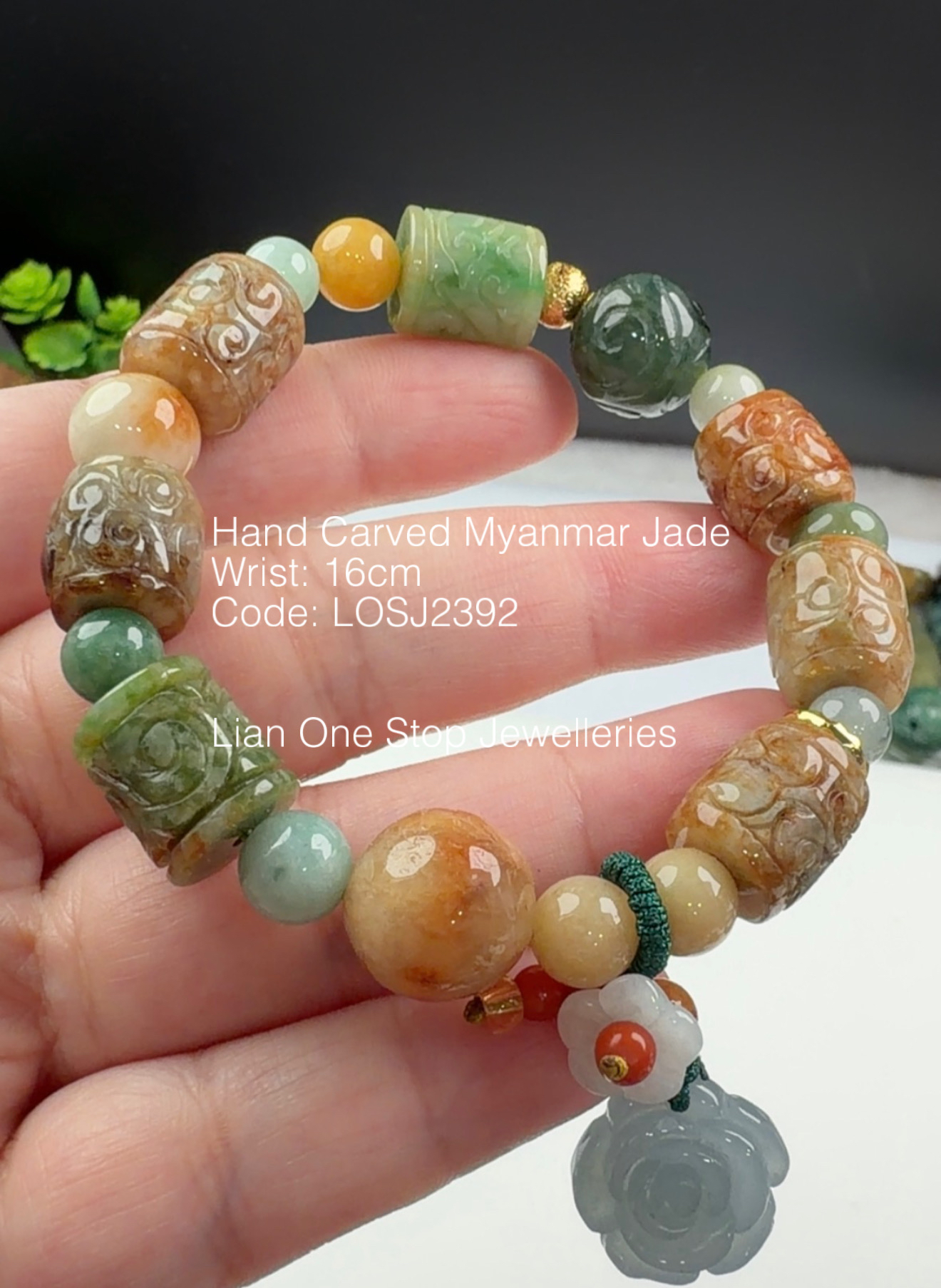 Code: LOSJ2392 Hand Carved Myanmar Jade 