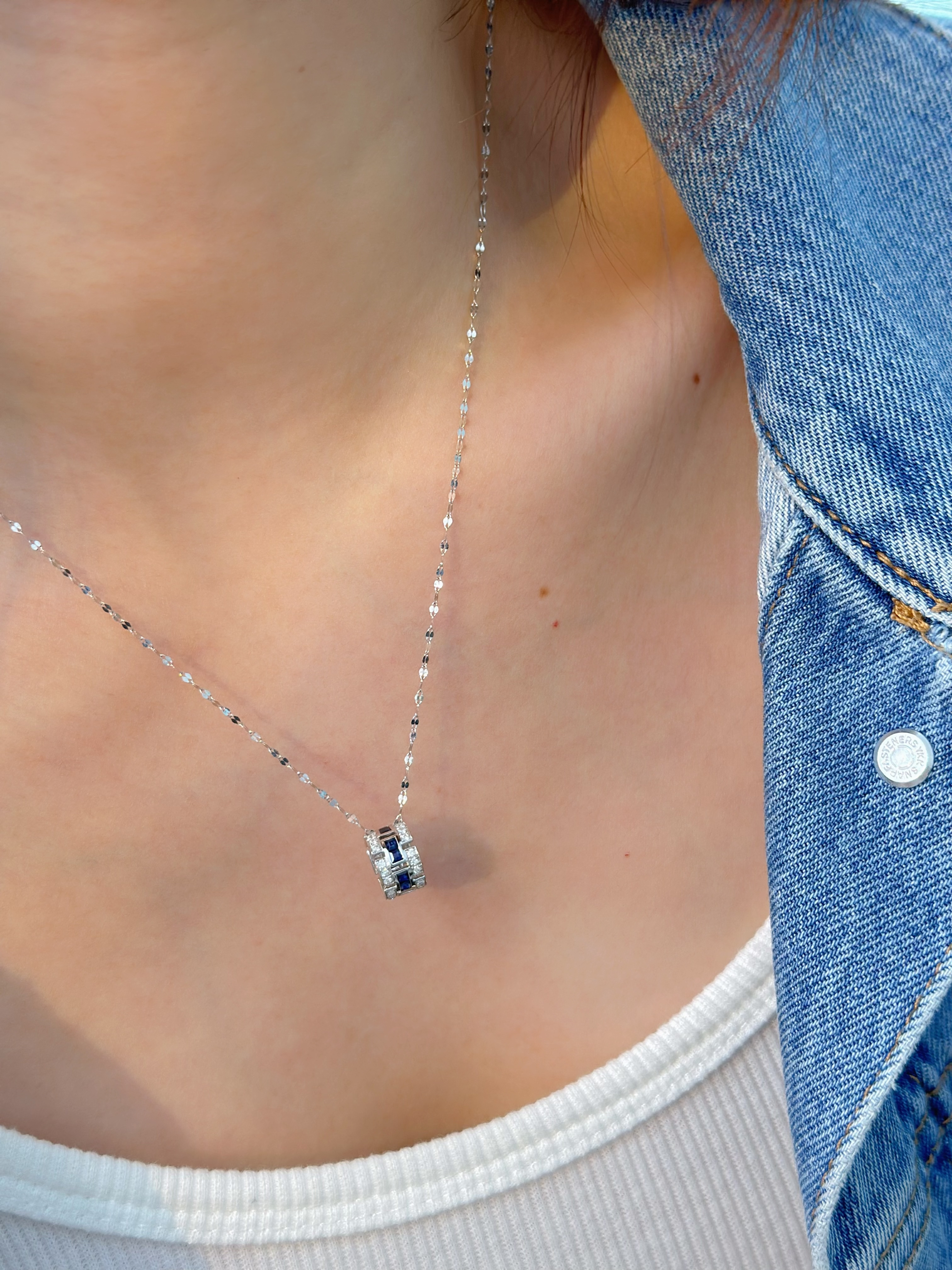 Sapphire Diamond Link Pendant N031352