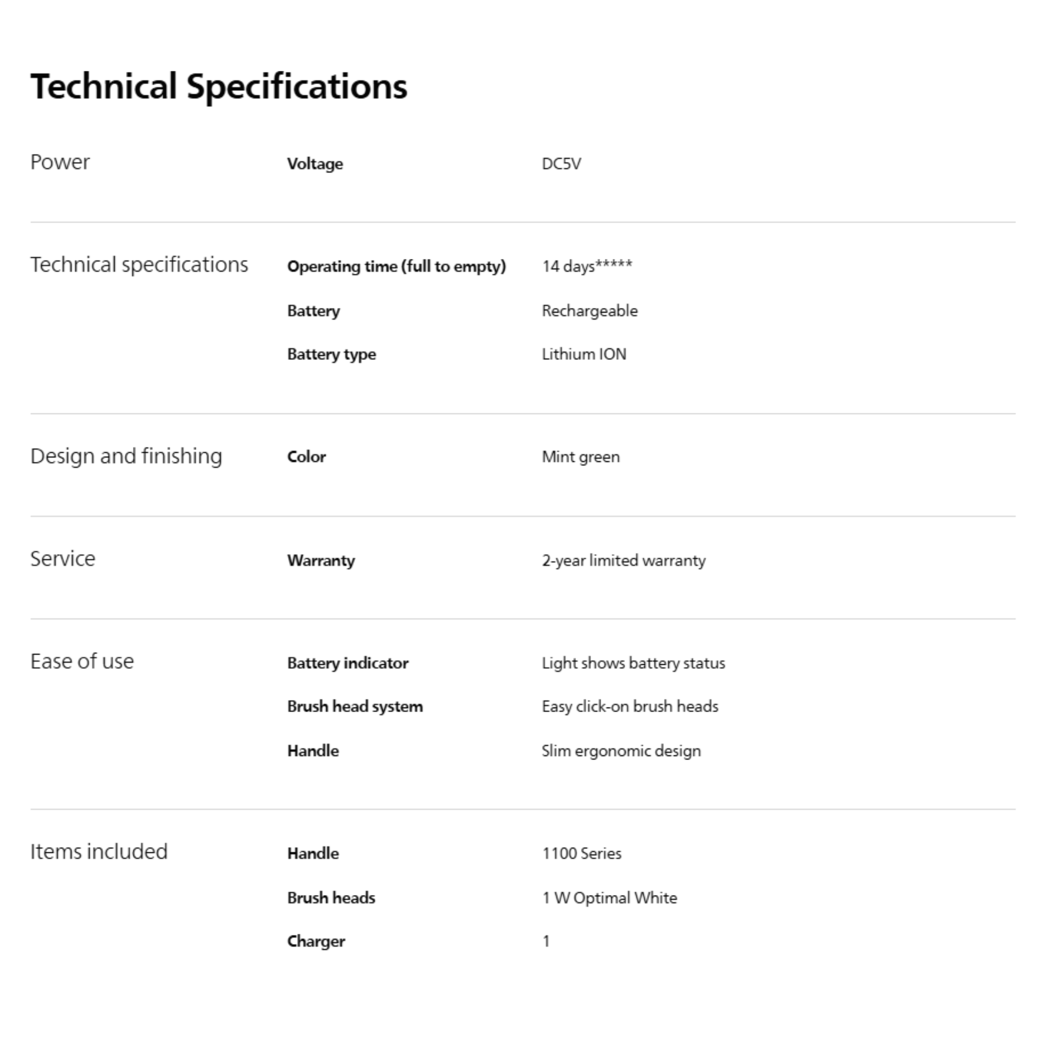 Philips Sonicare 1100 Series Sonic Electric Toothbrush (HX3641/41)