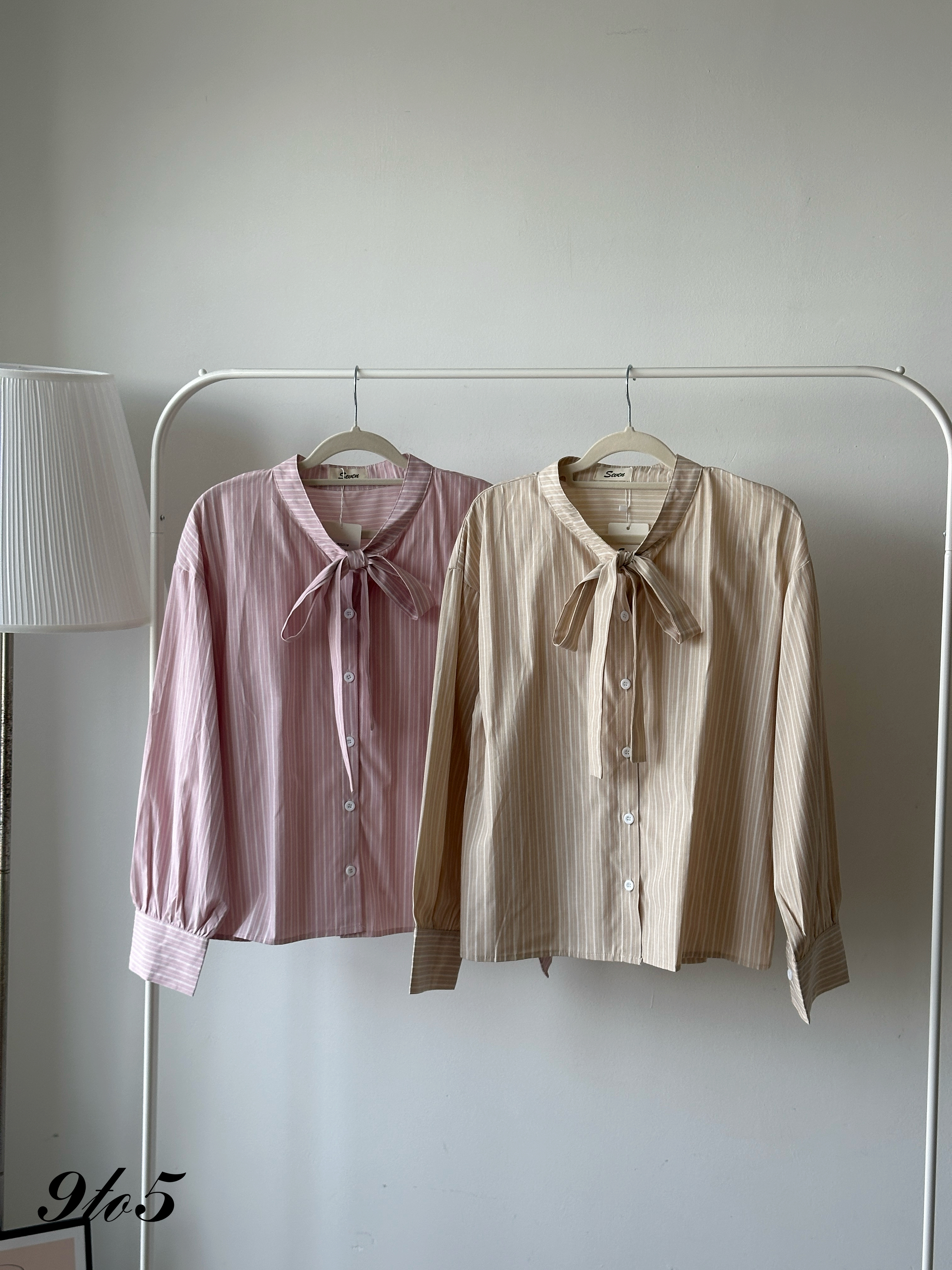 T4247 Bow-tie Stripe Shirt - 4 Colors 