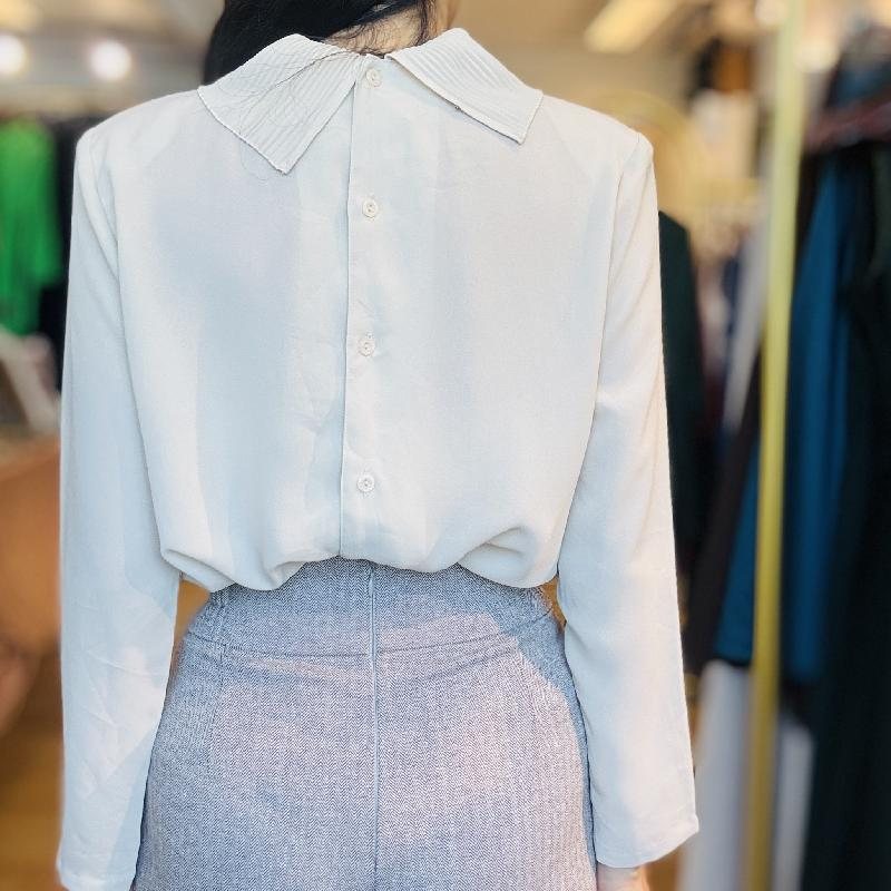 Vintage Classic Accordion Pleat Roll Collar Blouse(PP001-5)