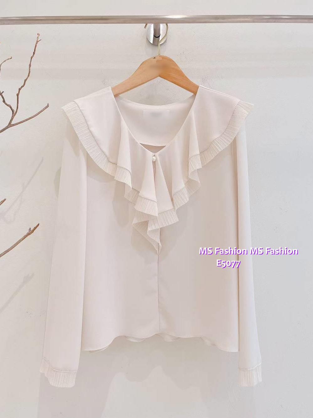 E5077 靚料V領ruffle top