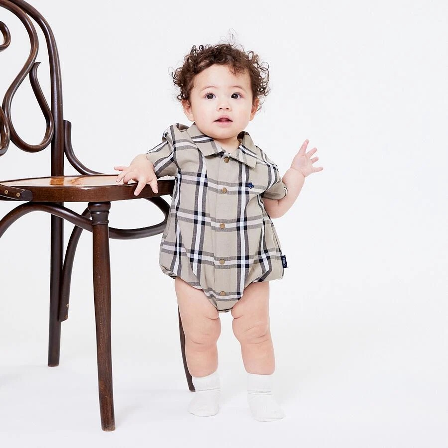 Polo Baby 格仔短袖連身衣 70/80cm