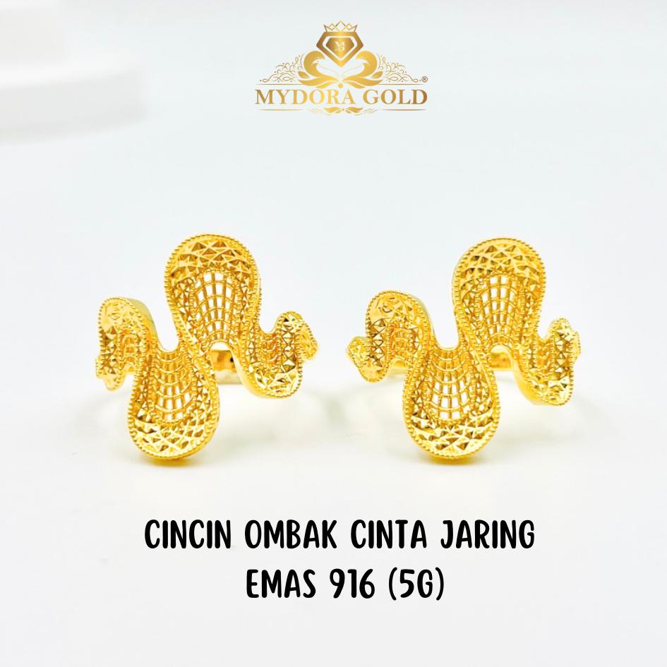 MYDORA Cincin Ombak Cinta Jaring (5G) | EMAS 916/22K