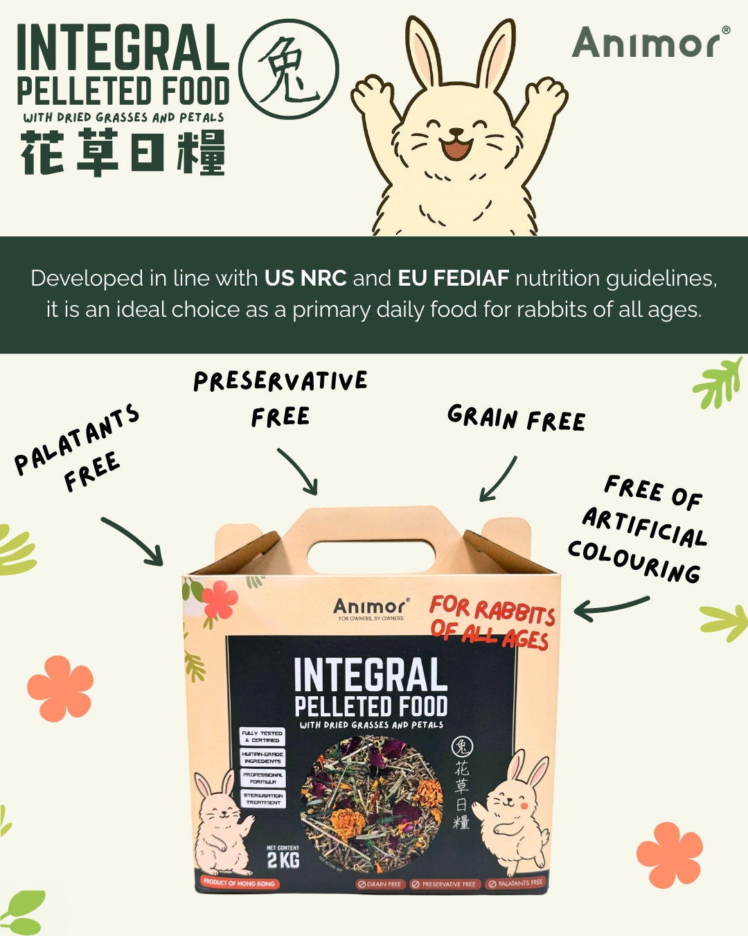 香港 Animor 花語日糧(兔) 2kg