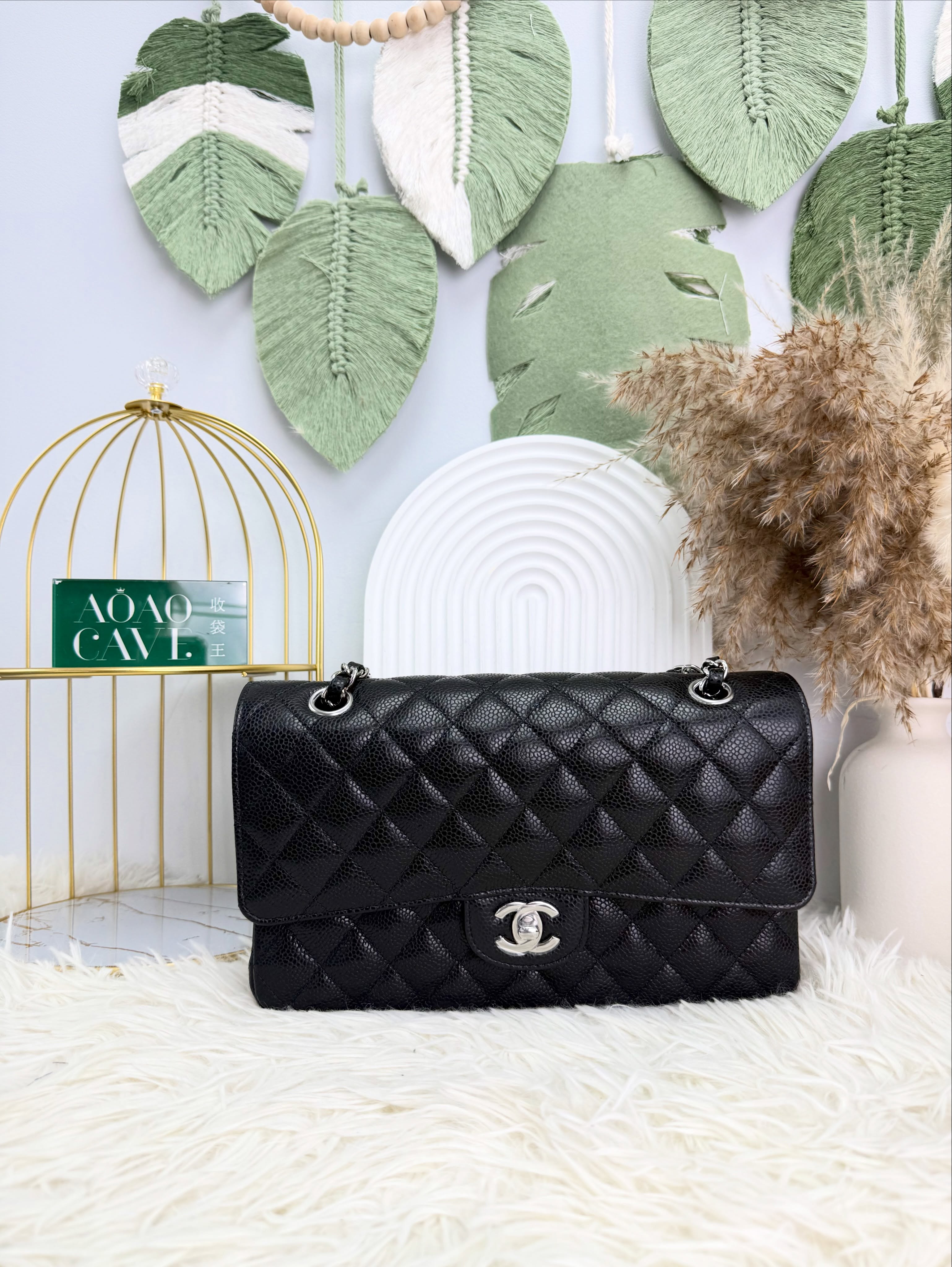 Chanel✨閑置品 🔥黑銀🖤CF25 魚子醬 晶片款 有盒有塵袋 🛍️