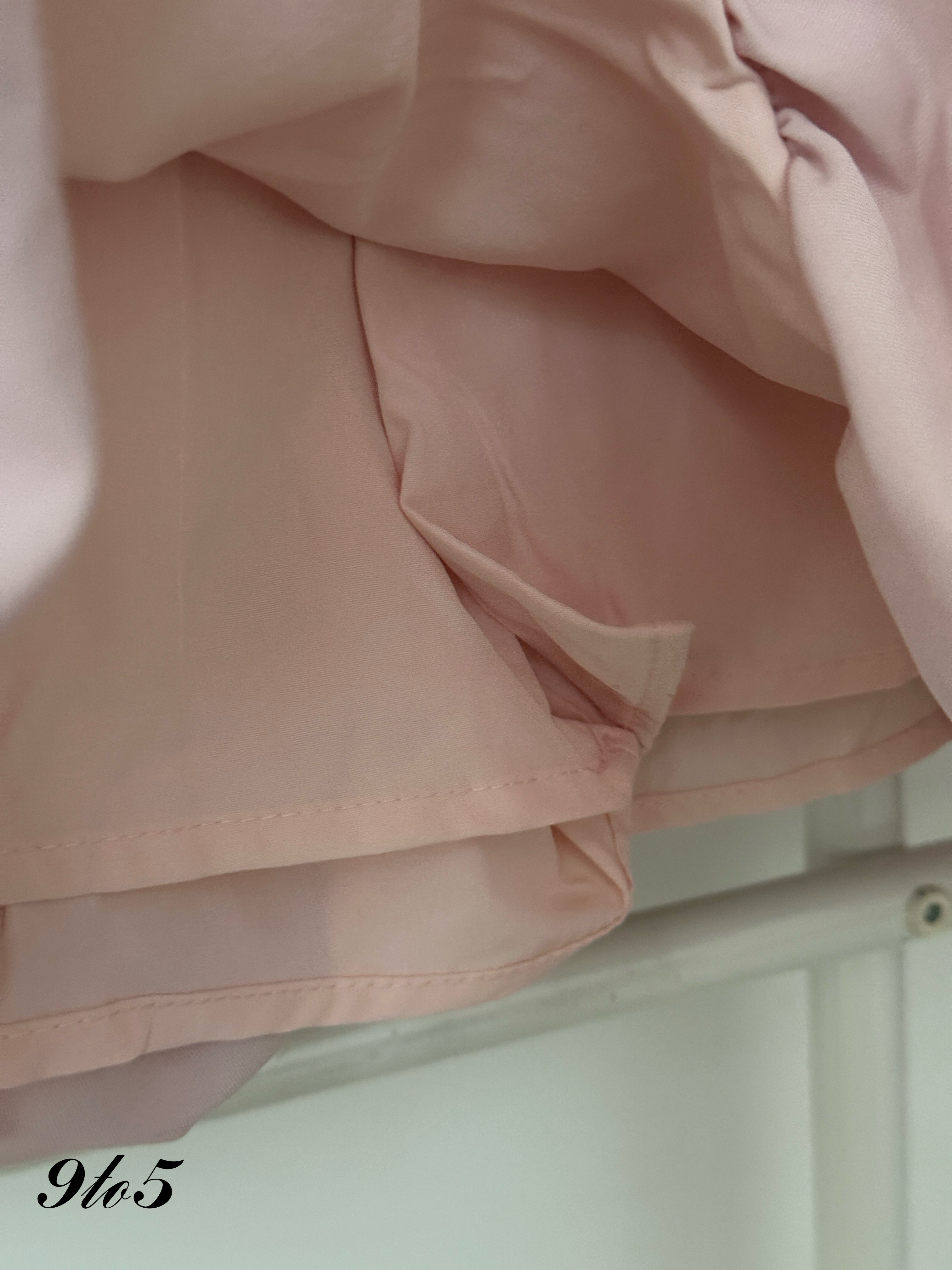 D2328 Sleeveless Tweed Matching Set - Cream & Pink