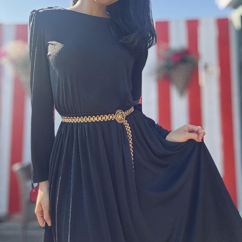 Vintage 1980s Little Black Dress with Back Drape Detail(MT2528)