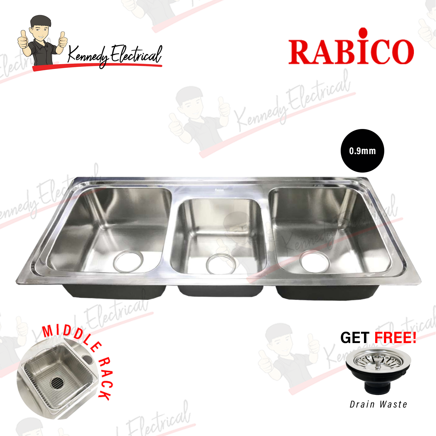 Rabico 2-1/2 H/D Stainless Steel Kitchen Sink (11650#) W6-14