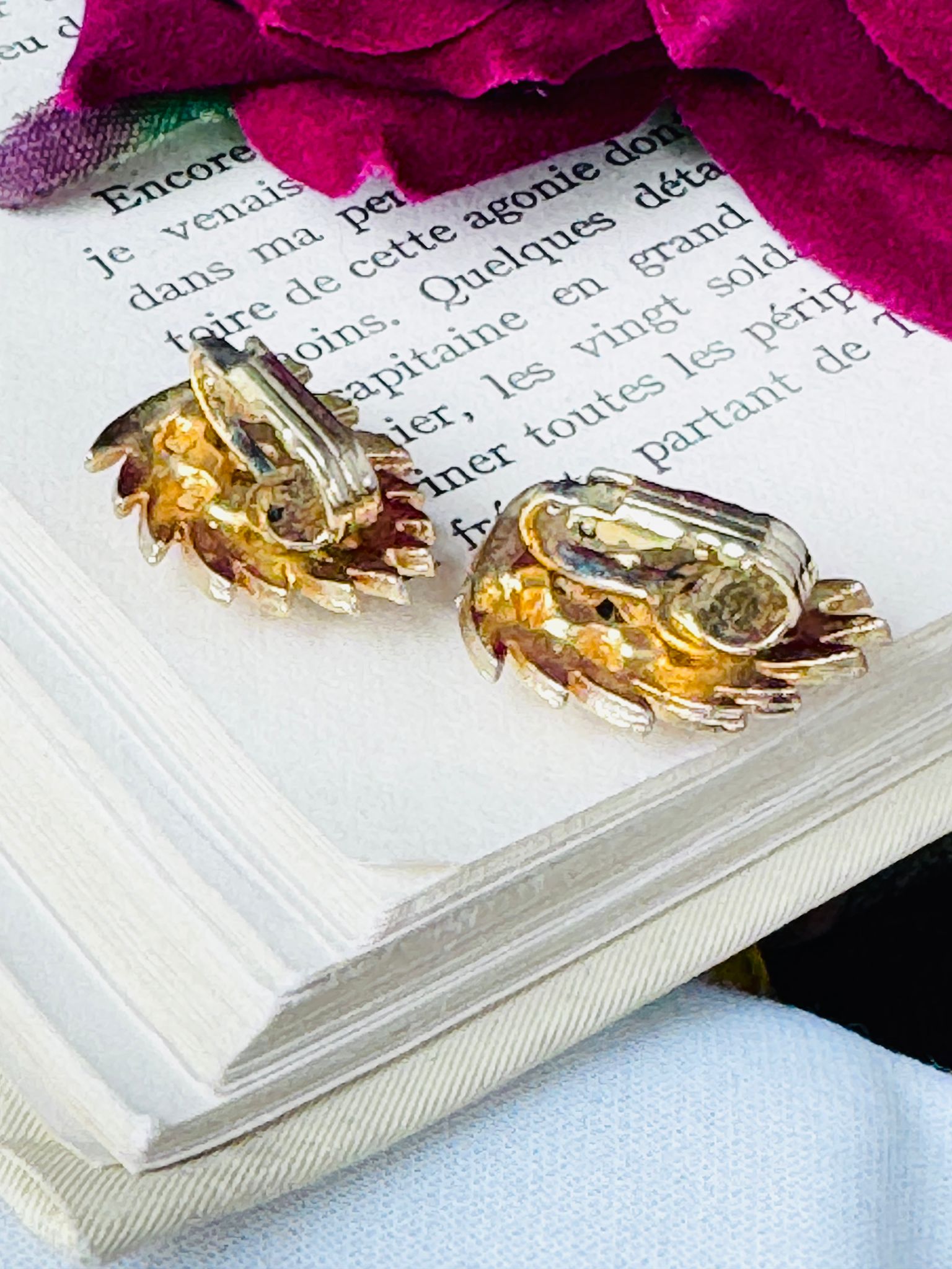 Vintage 1960-80s Sparkling Golden Harvest Clip Earrings (MT2589-8)