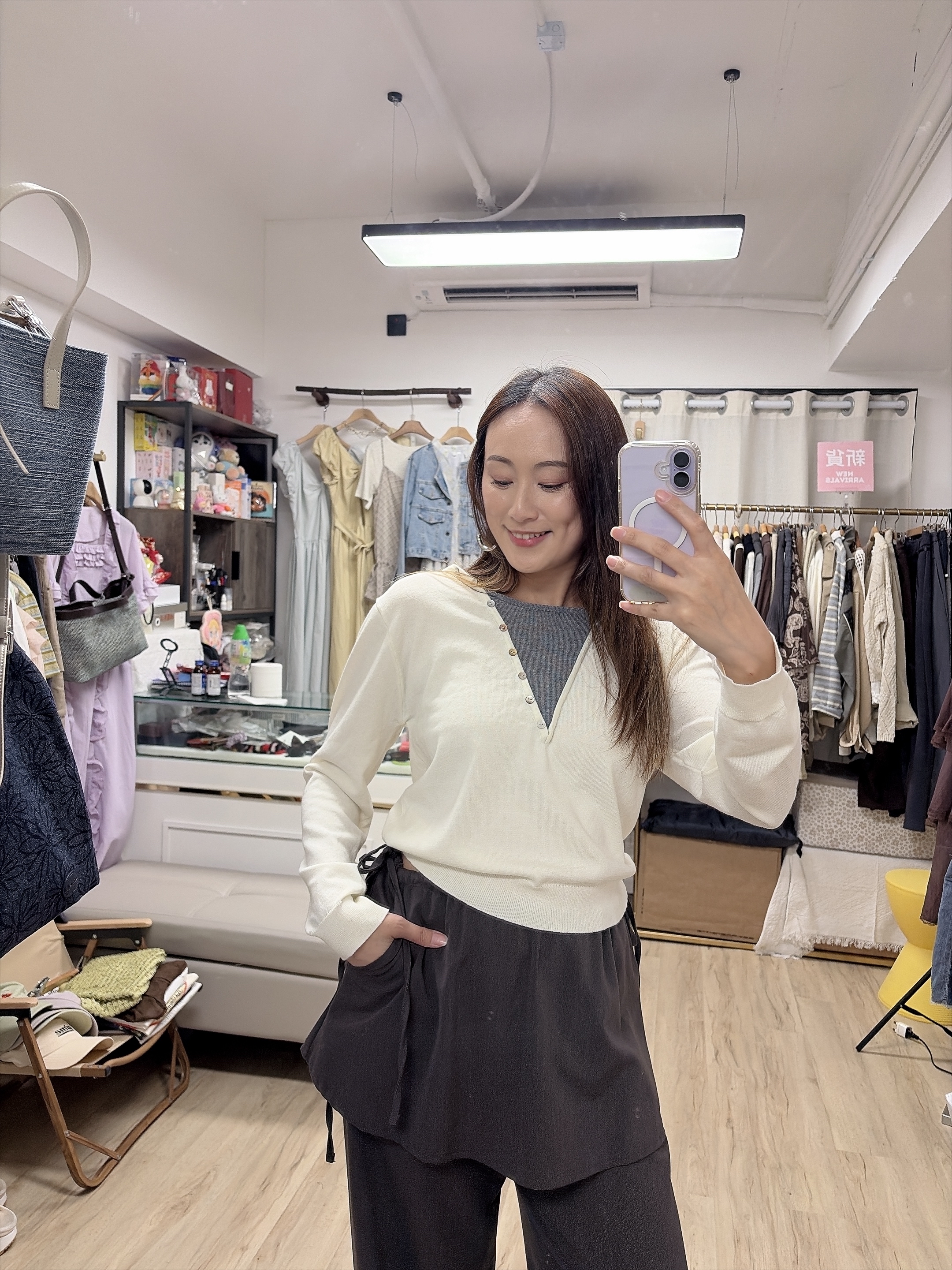 假兩件 滑身薄knit 