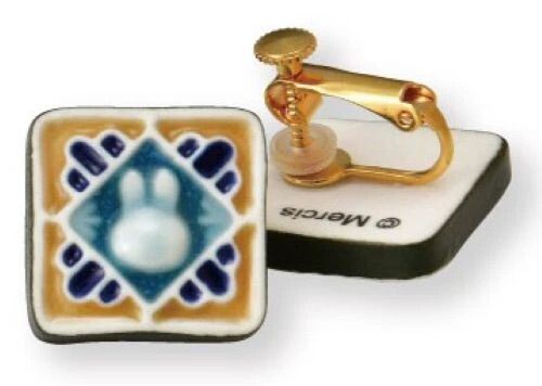 貨期3月尾 MIFFY 美濃燒 正方款 夾耳環 藍色