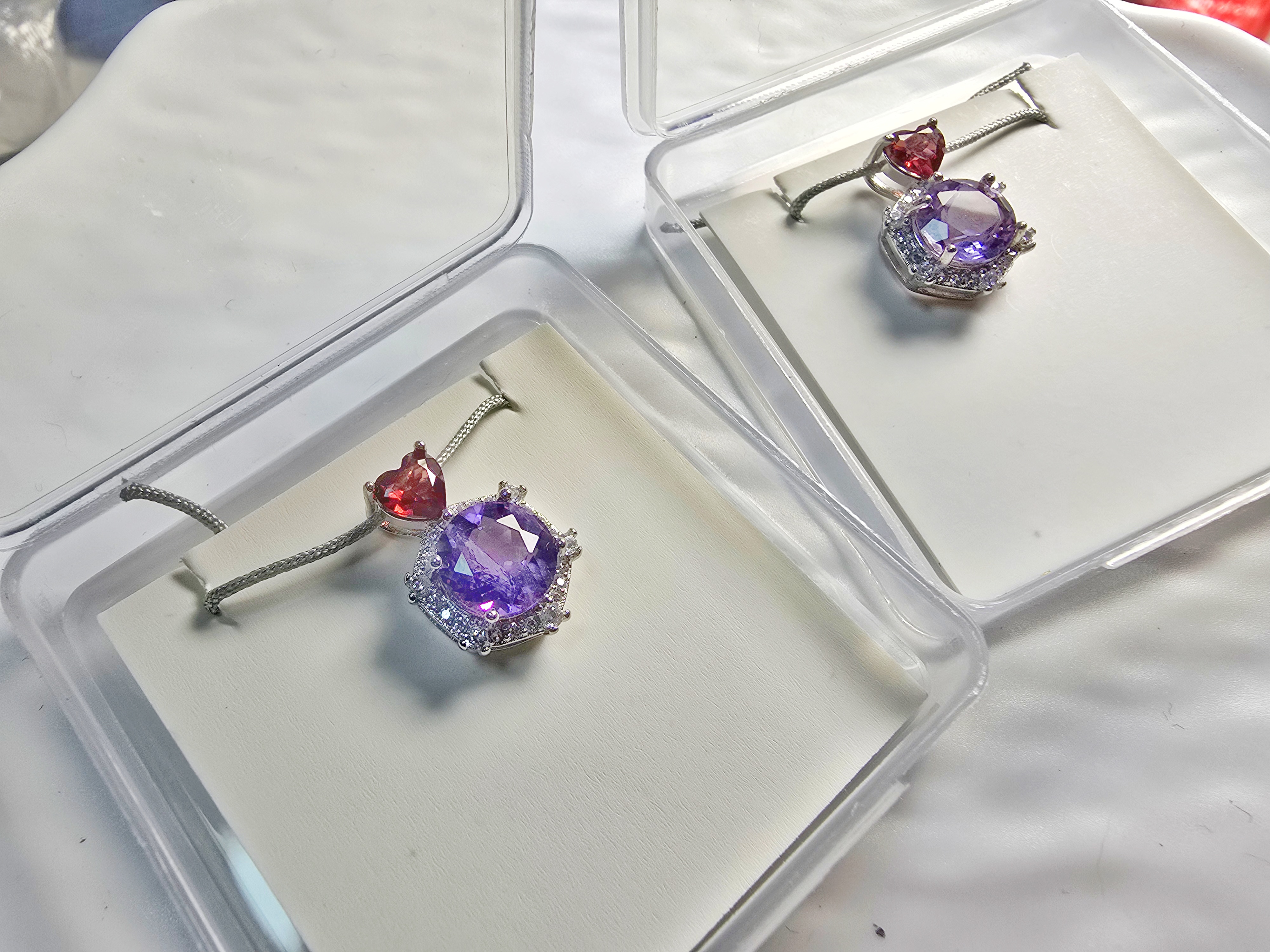 天然石榴石紫水晶吊墜 配頸繩