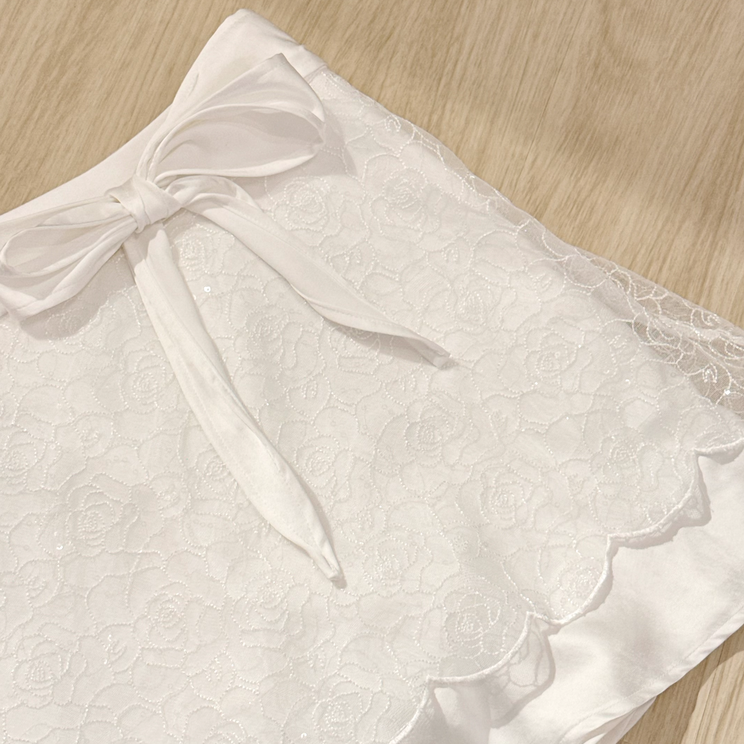 #HANNA-made# The Rosé Ribbon Wavy Skirt⁠