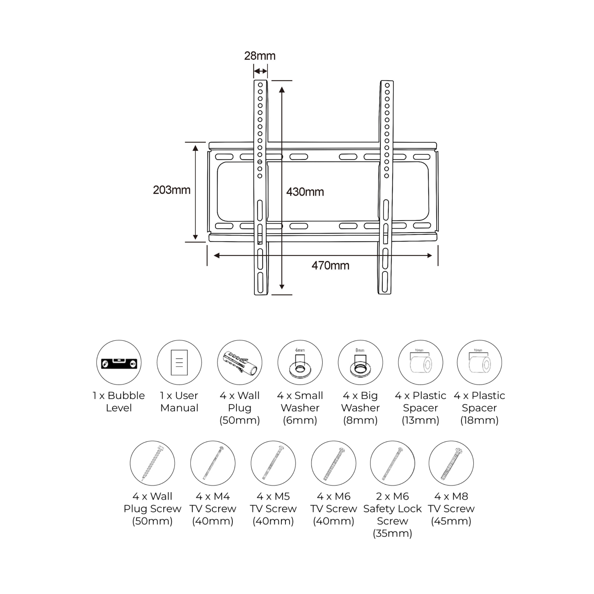 Phison 32"-55" Fixed TV Bracket PM-42F