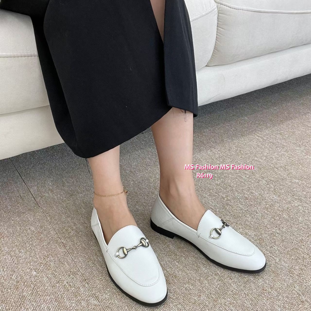 R6119 韓國🇰🇷古銅金扣真皮loafer鞋
