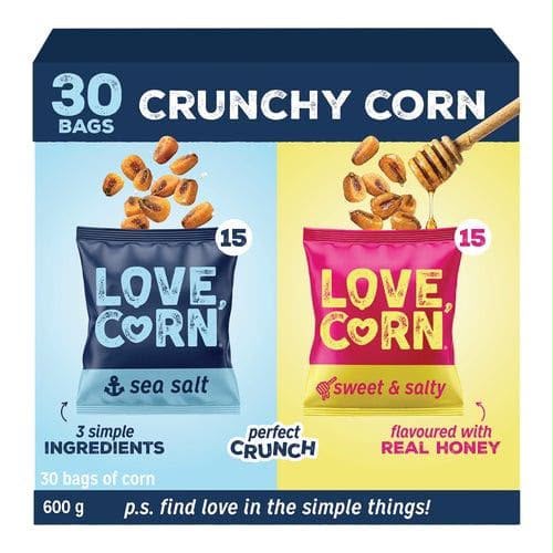 加拿大Costco 直送 │ LOVE CORN 海鹽味和甜鹹味混合裝(一盒30包 x 20g)