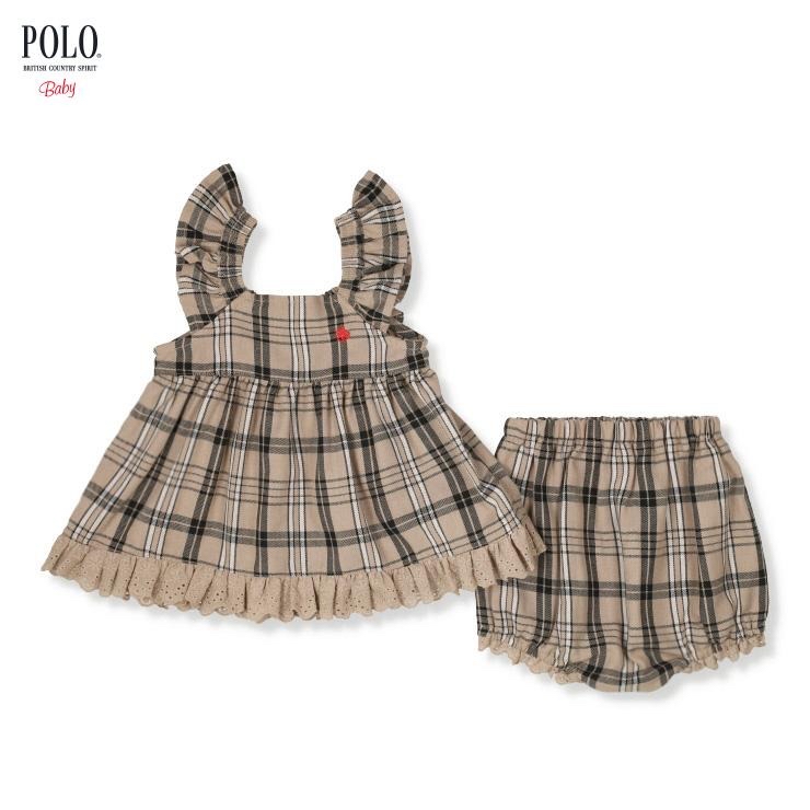 🇯🇵限量預訂 日本直送🇯🇵Polo Baby小馬刺繡格紋荷葉邊上衣燈籠褲套裝