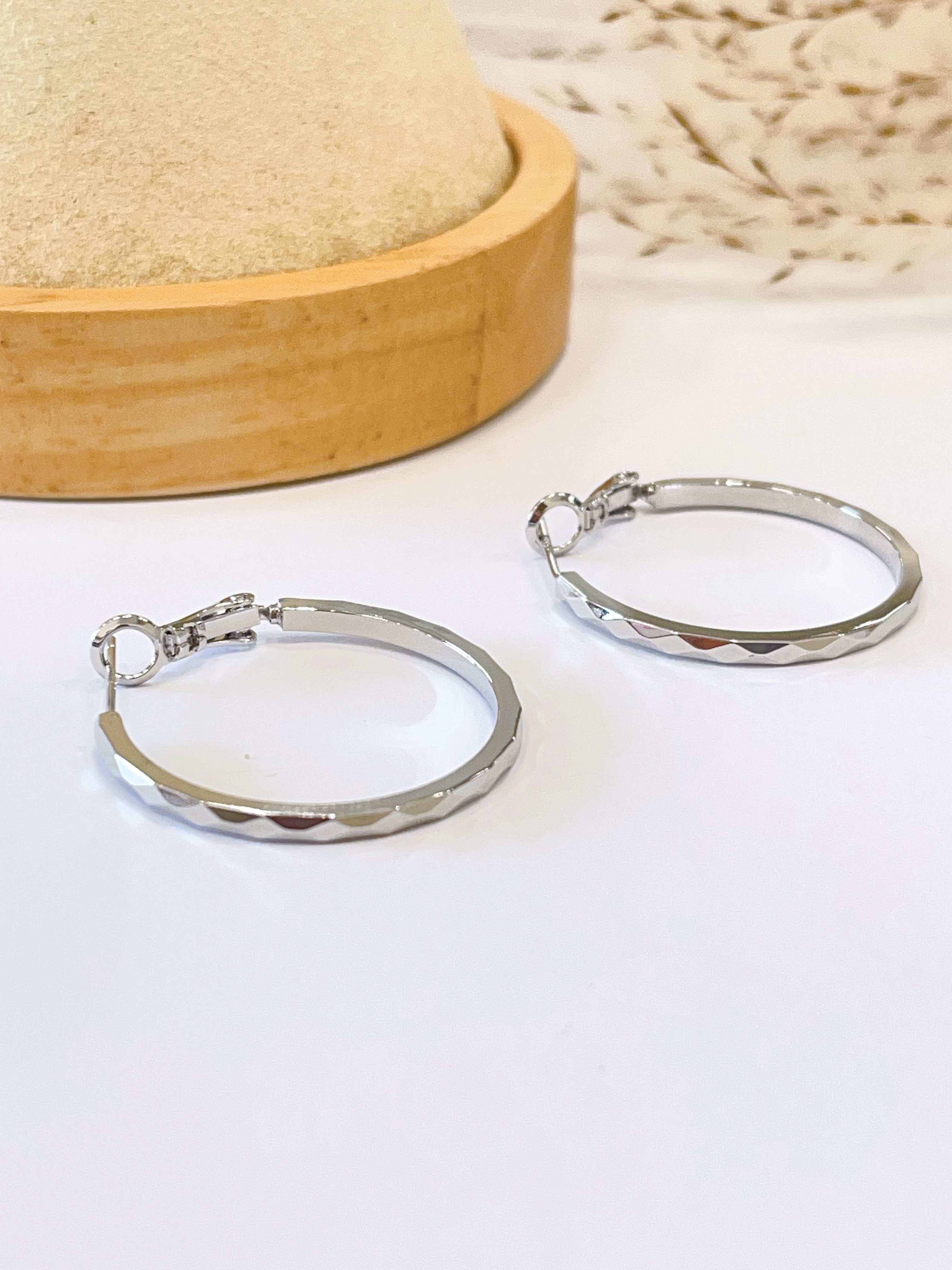 切割纹路设计素圈耳环