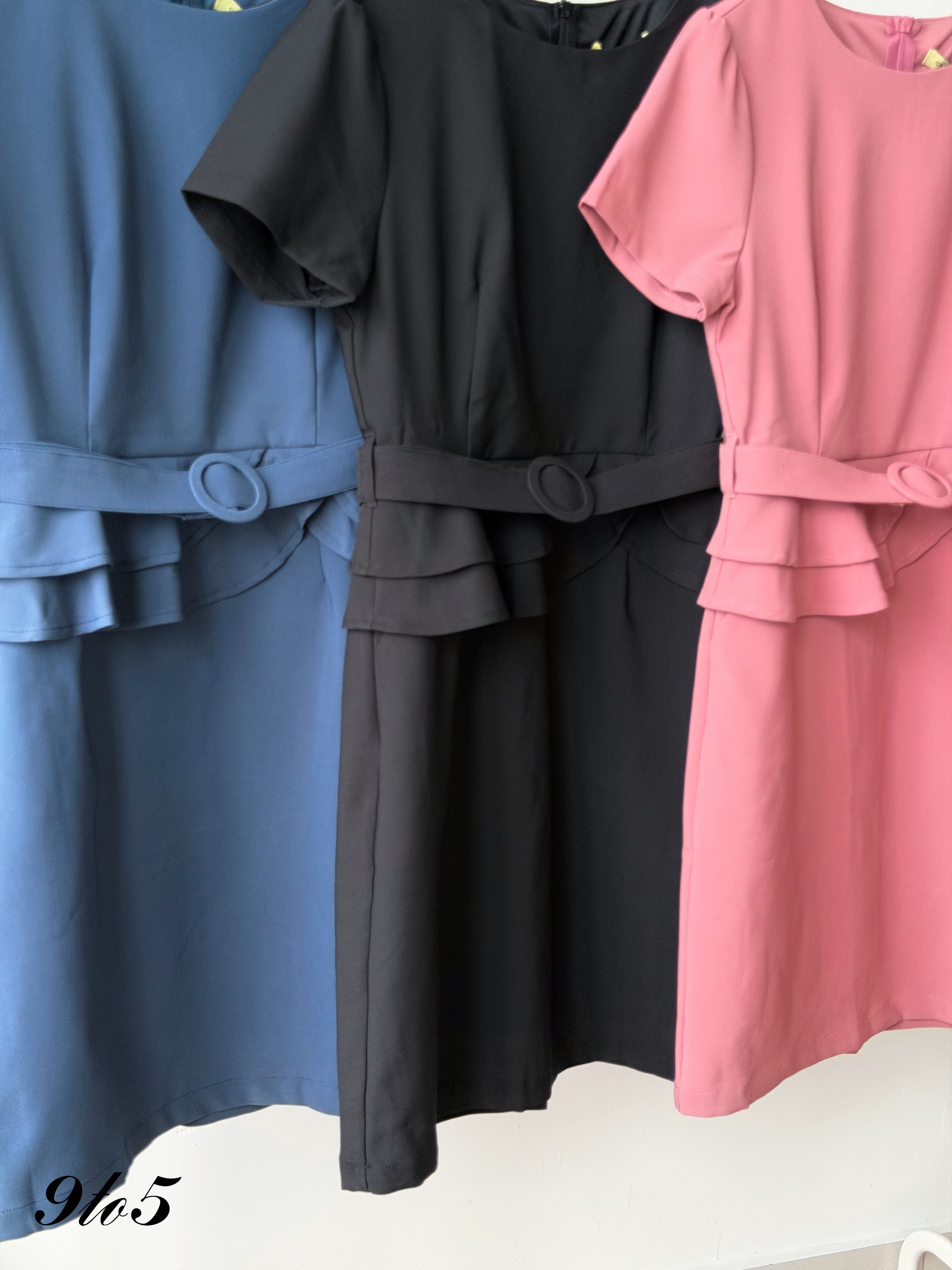 D2377 Chic Ruffle Waist Dress - 3 Colors 