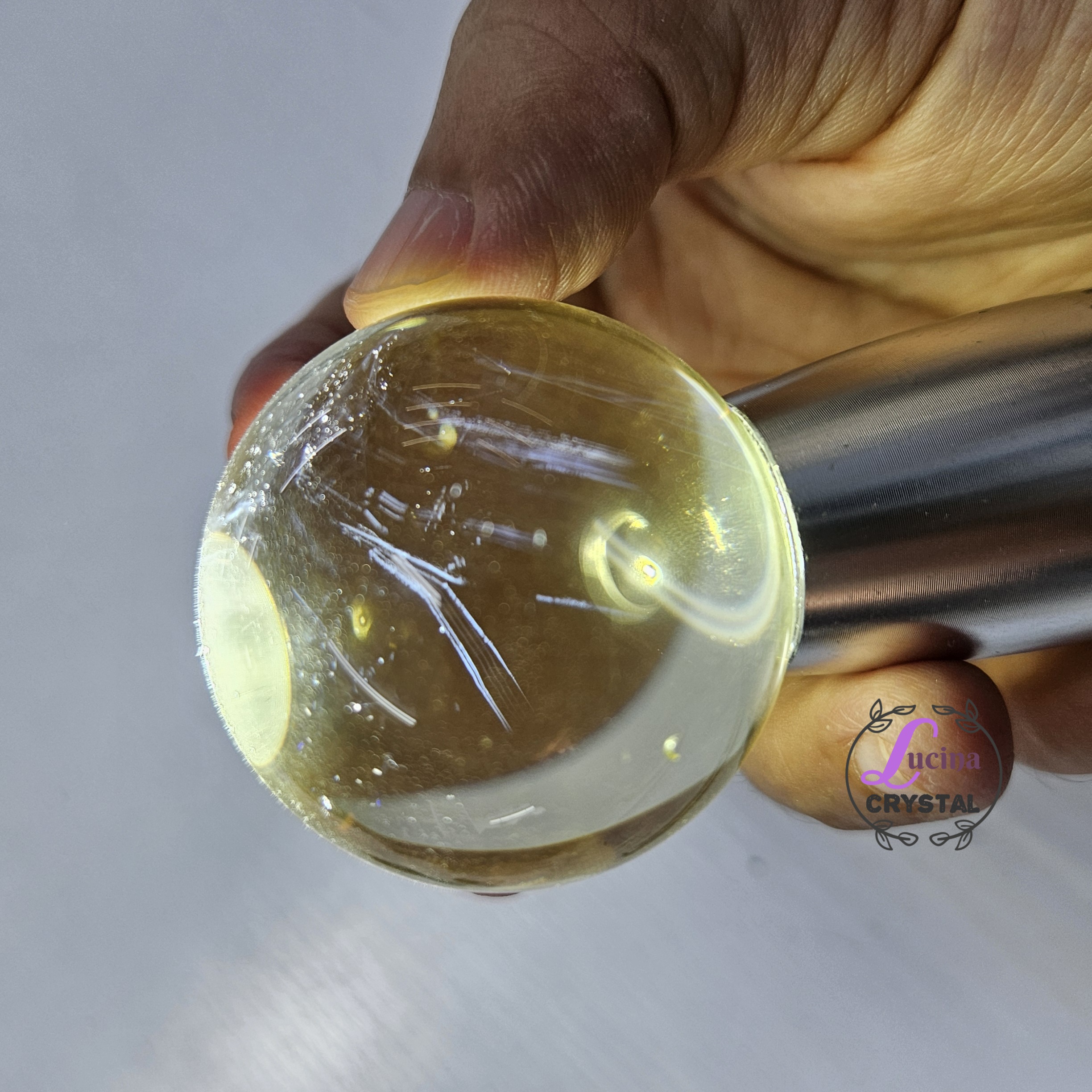 (Co#J331) 藍針黃水晶球/Blue Needle Citrine Sphere 