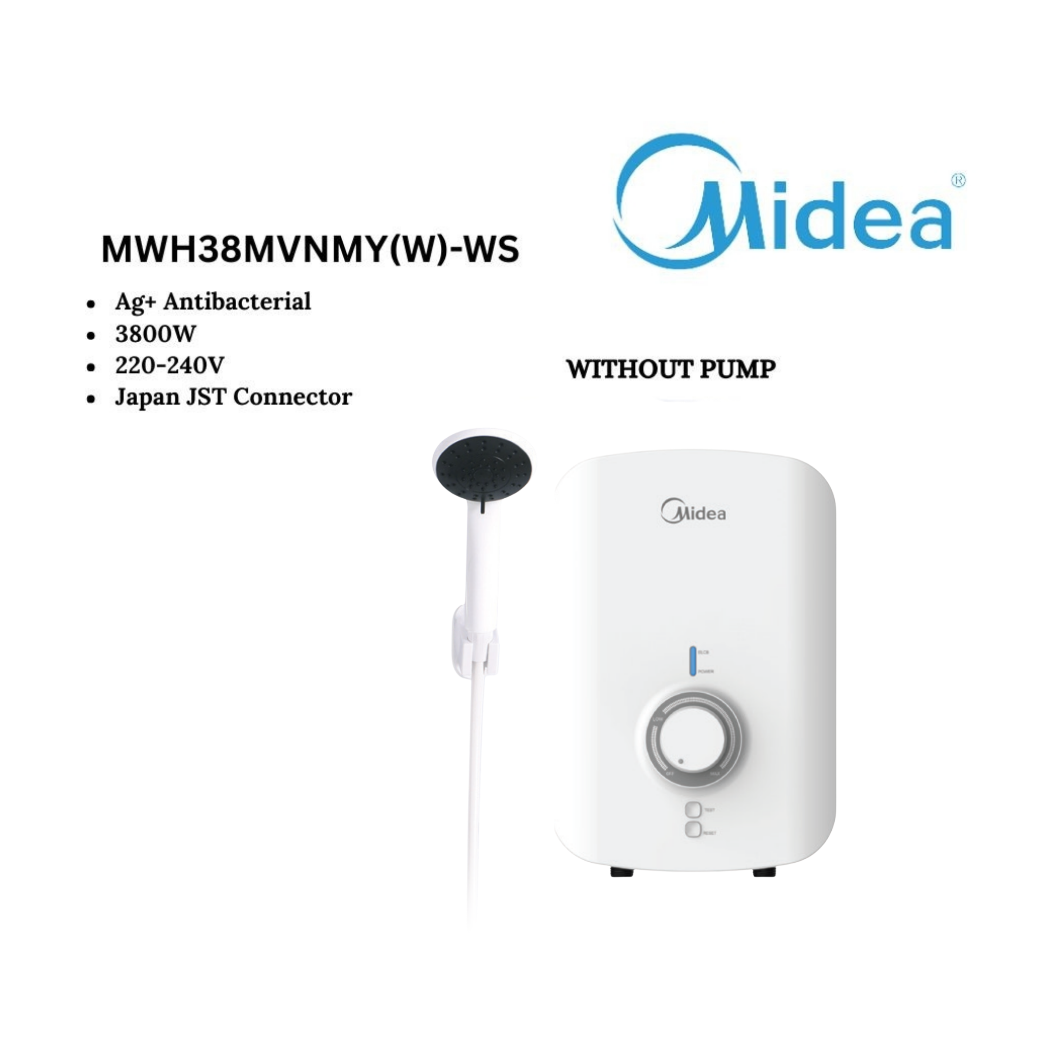 Midea 3800W No Pump Water Heater (White) MWH-38MVNMY(W)-WS