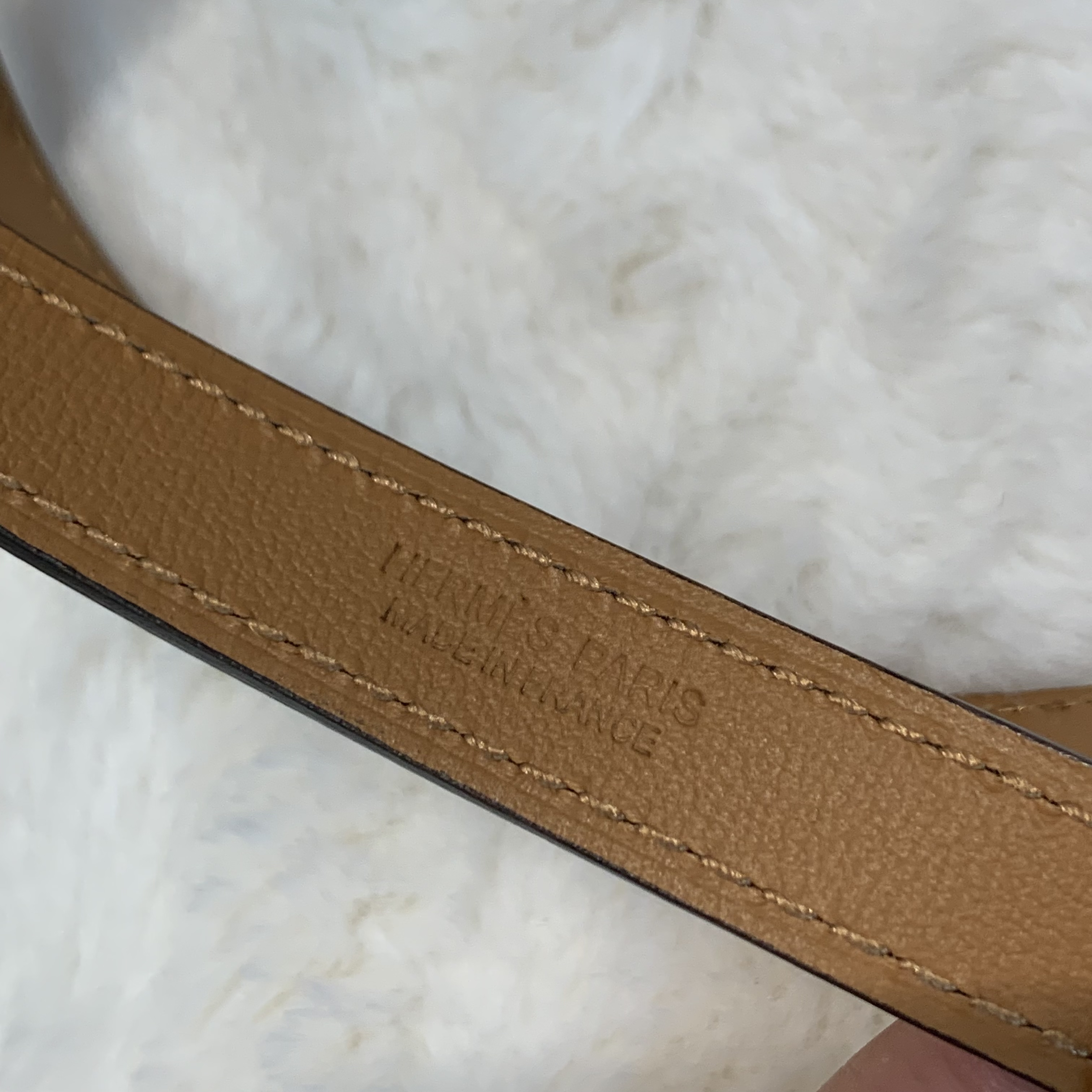 Hermes愛馬仕小牛皮popH腰帶 奶昔白