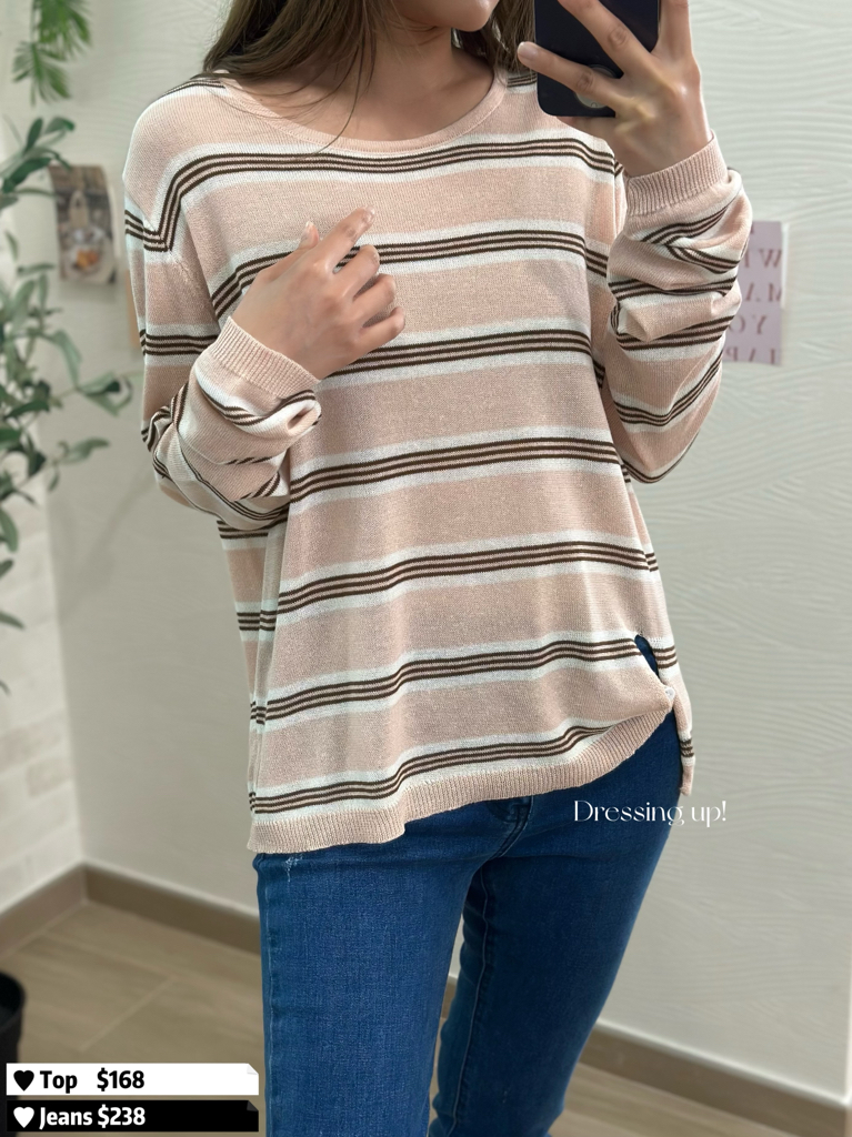 輕薄速乾｜條紋薄線衫