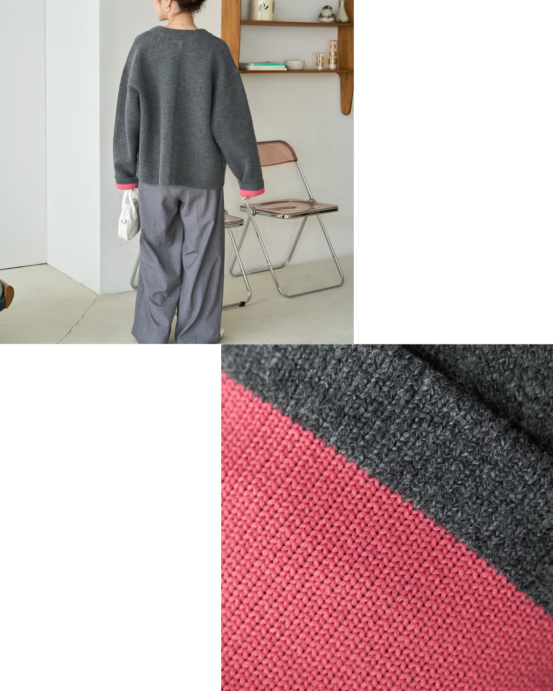 日本代購【 2026秋冬新商品 日本直送  Freak's Store 內配撞色 時尚 針織開襟外套｜簡約有型 秋冬必備！Oversized Knit Cardigan 】