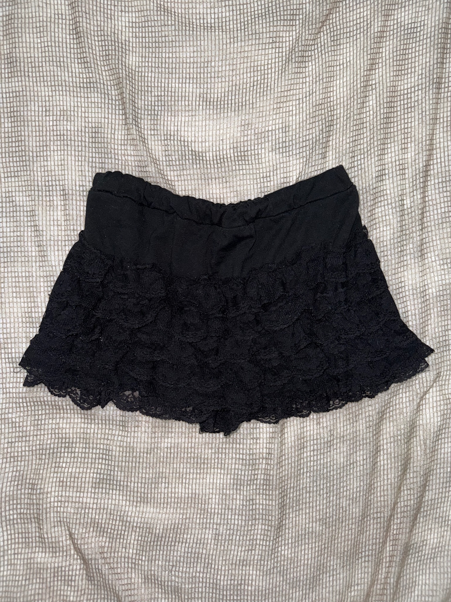 Black Tiered Lace Ruffle Skort