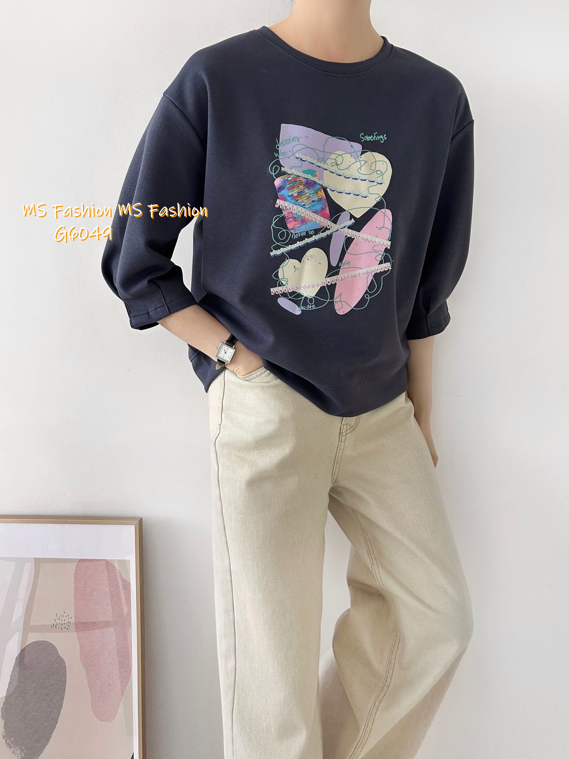 G6049 韓國🇰🇷特色幾何print top