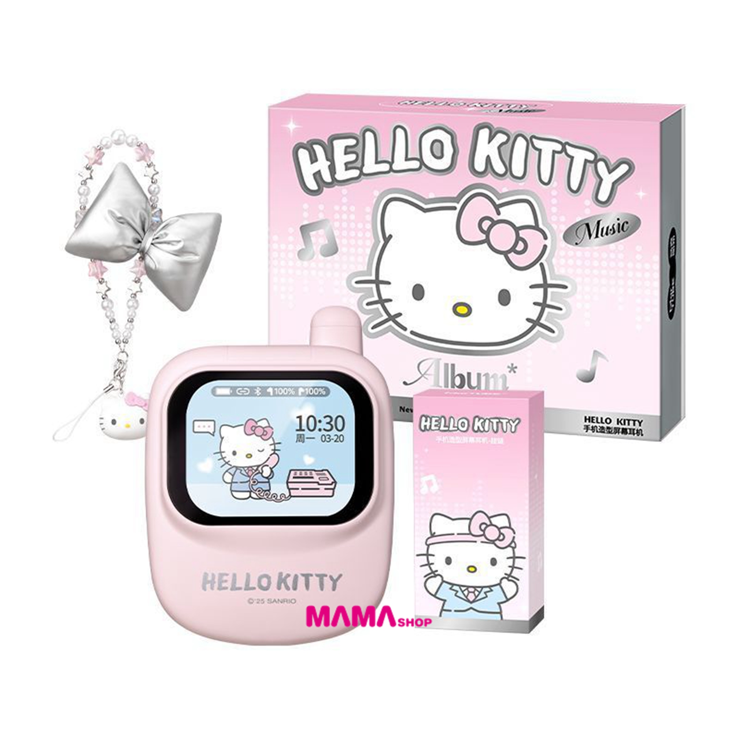 MarTube x Hello Kitty手機造型智能螢幕翻蓋藍芽耳機 *手繩加強版*