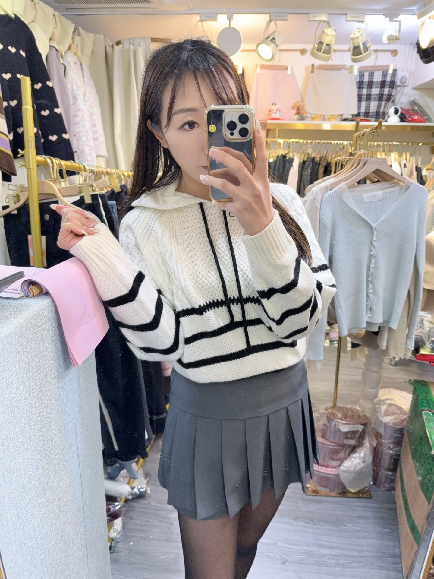 春季線針織麻織紋衛衣款