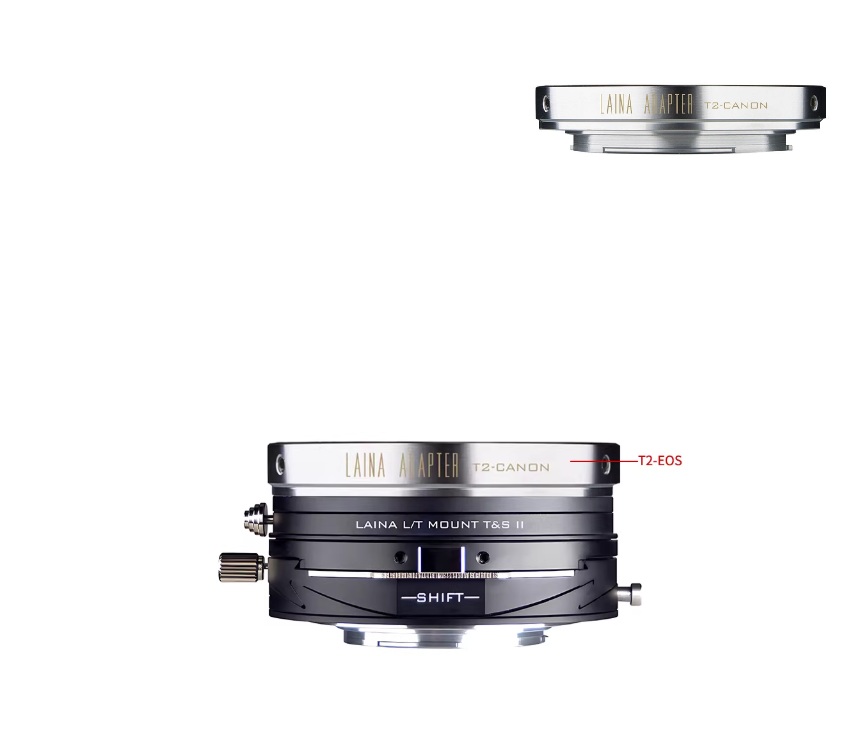 LAINA Lens Mount Double Adapter, T-Mount (T / T-2) Screw Mount SLR Lens And Canon EOS (EF / EF-S) D/SLR Lens To Leica L-Mount Alliance (TL/SL) Mirrorless Cameras Tilt & Shift II 移軸、平移金屬接環