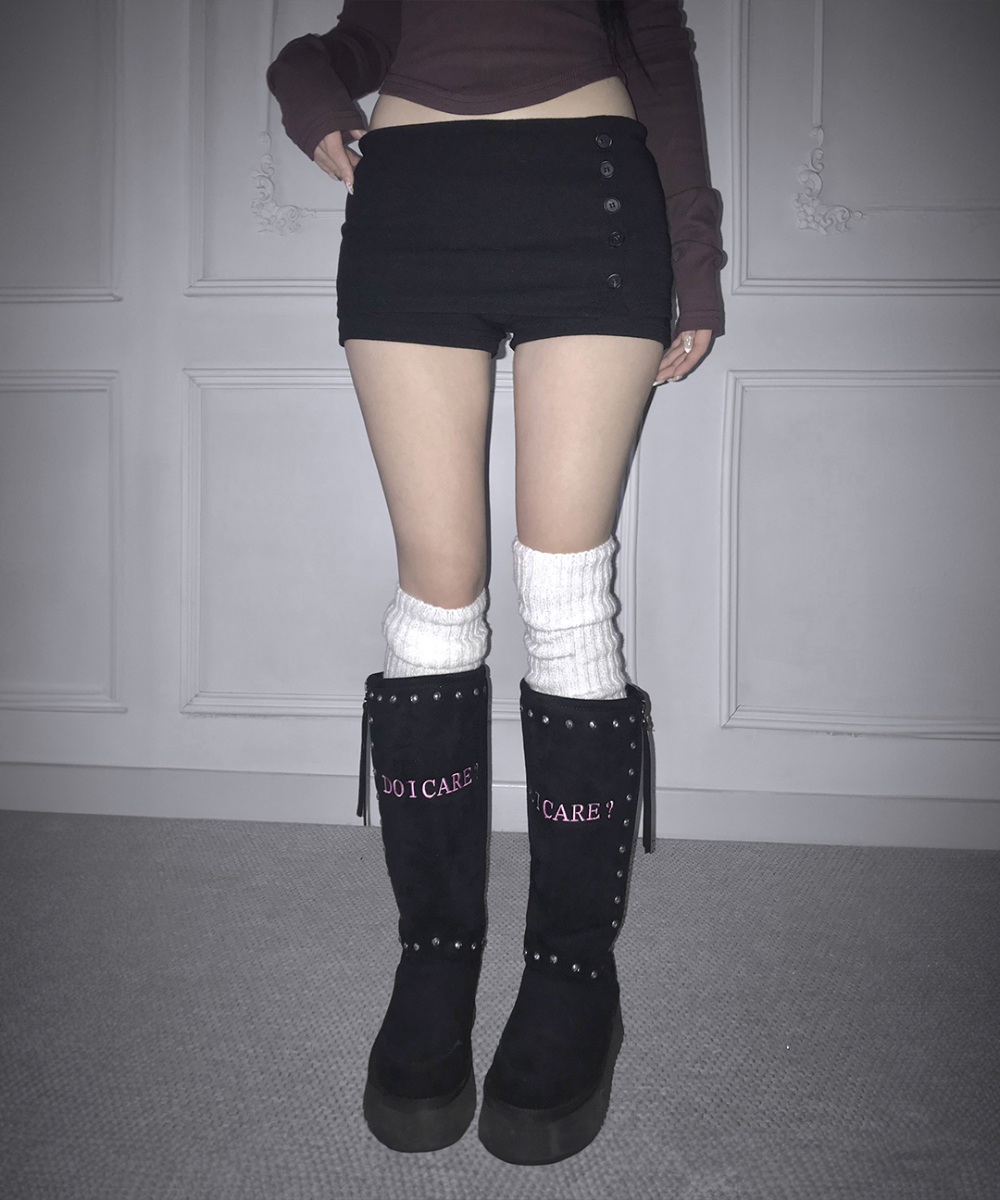 Rib Knit Side Button Shorts