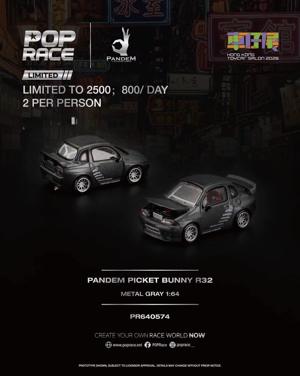 POP RACE X Hong Kong Toy Car Salon 2026 Exclusive PANDEM POCKET BUNNY R32 (PR640574) 香港車仔展2026限定 