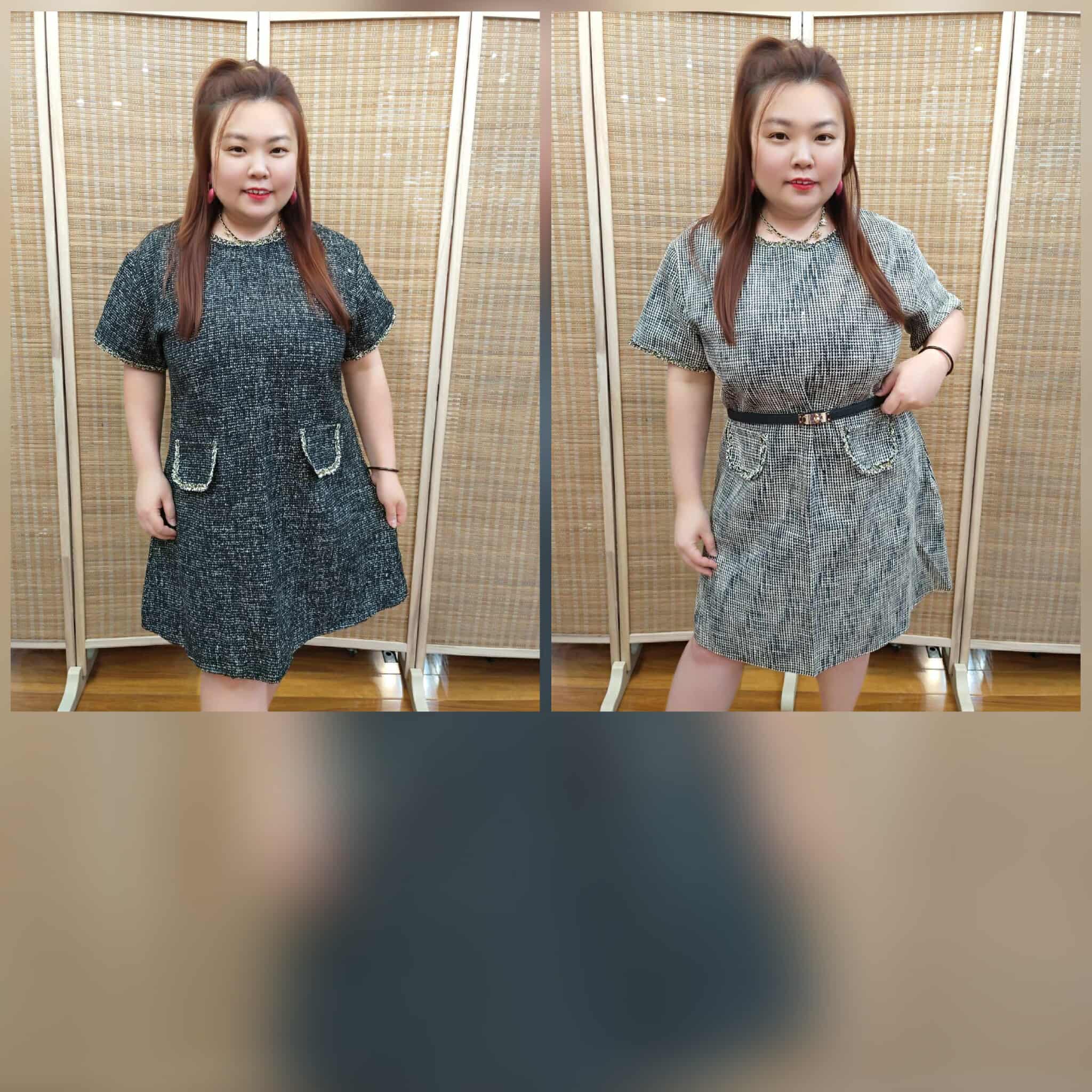 ENG04 HH0003/A03 小香风圆领A字设计连衣裙